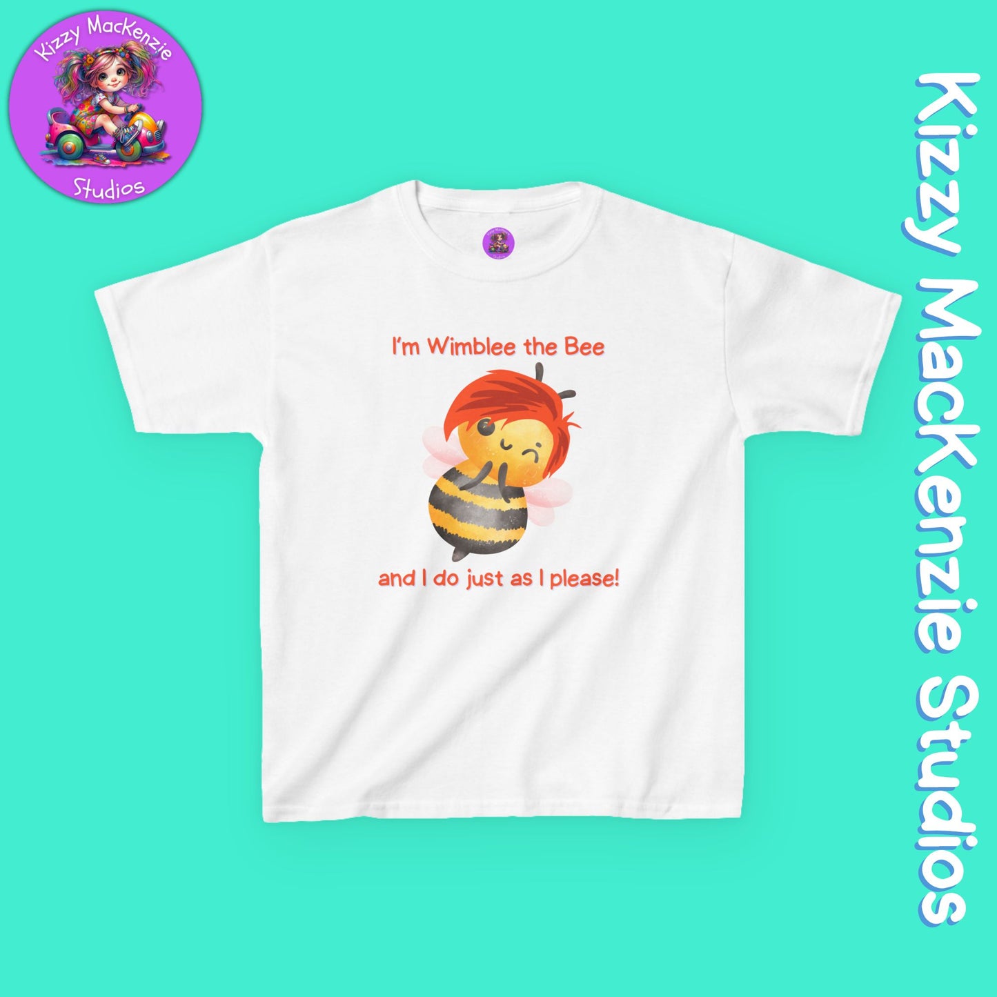 Wimblee the Bee T-Shirt for Kids Honey Bee Art Funny Shirt for Boys and Girls Nature Lover Gift for Kids