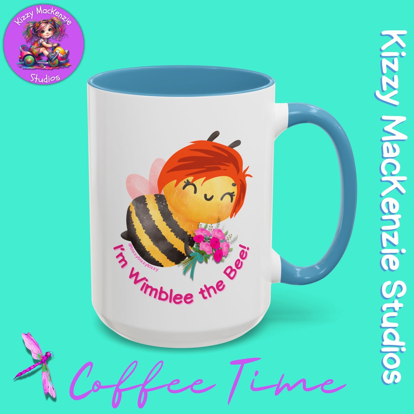 Wimblee the Bee Accent Coffee Mug Colorful Housewarming Gift Spring Flowers Nature Lover Gift