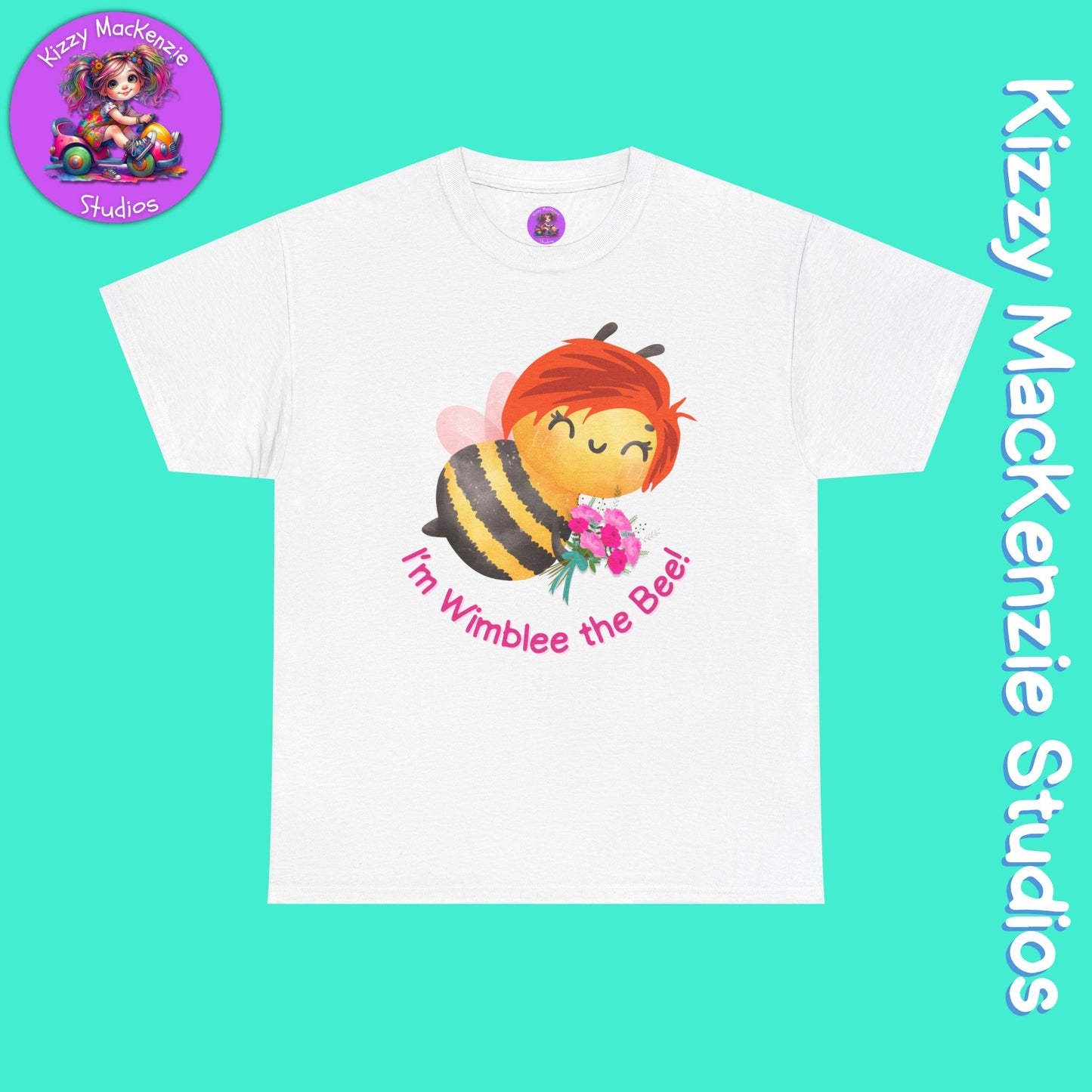 Wimblee the Bee Colorful Spring T-Shirt Environment Shirt Mother Nature Lover Gift Beautiful Bee Art Adult Unisex Heavy Cotton Tee