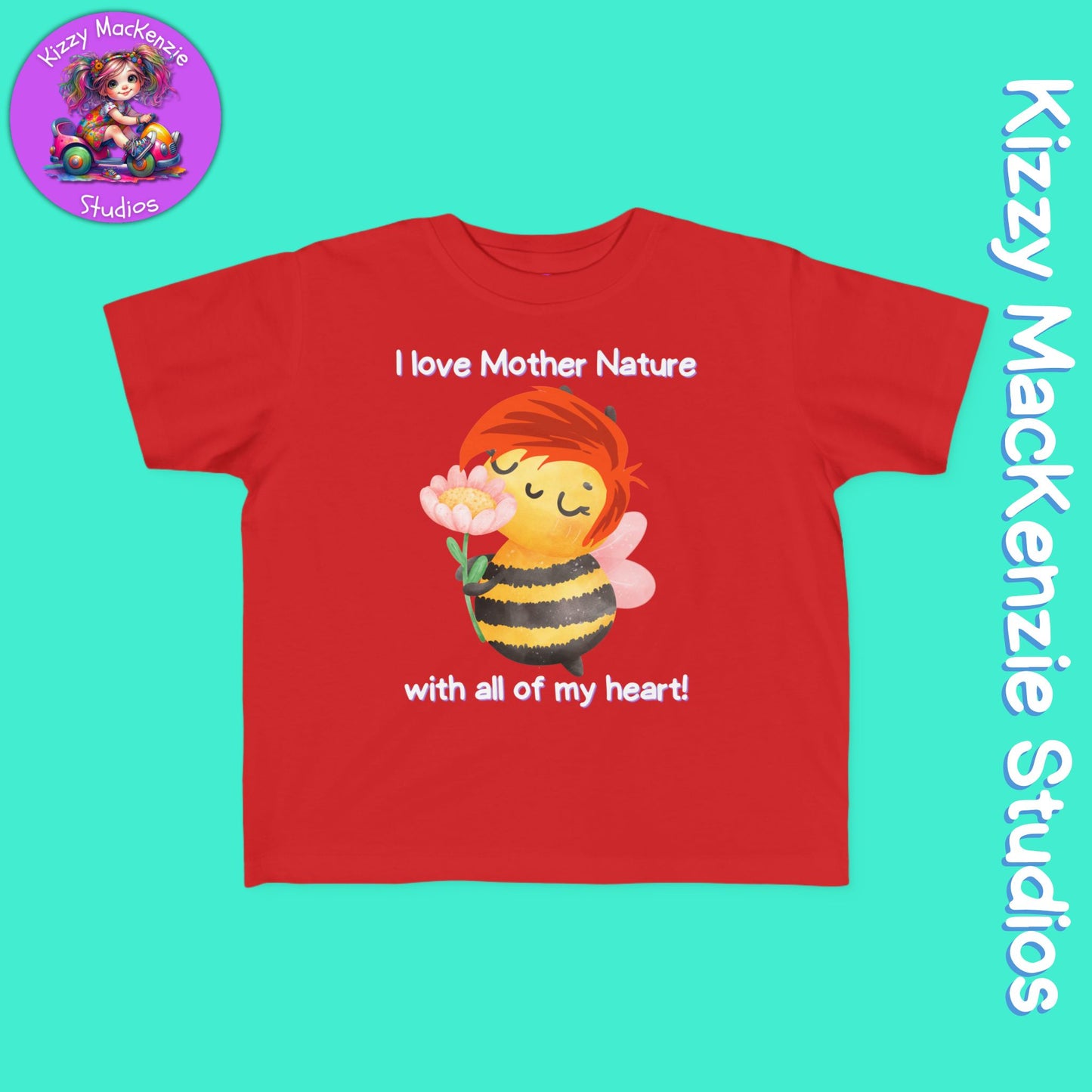 Wimblee the Bee Toddler's Fine Jersey Tee I Love Mother Nature Shirt for Toddler Clothes
