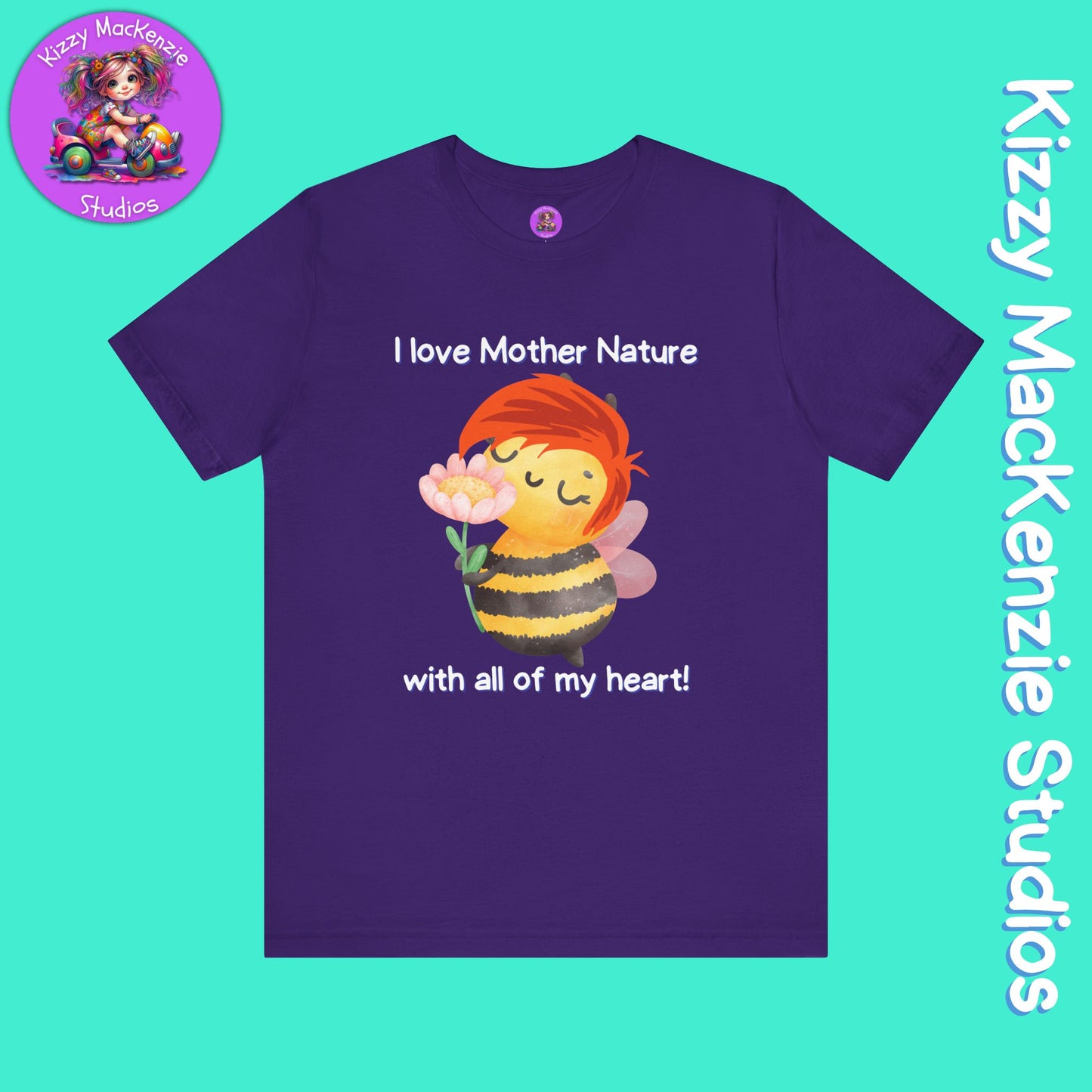 Wimblee the Bee T-Shirt Mother Nature Lover Gift Honey Bee Tee Flower Gift for Her Adult Unisex Jersey Short Sleeve T-Shirt