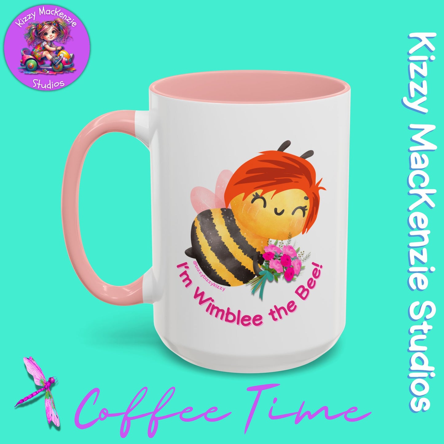 Wimblee the Bee Accent Coffee Mug Colorful Housewarming Gift Spring Flowers Nature Lover Gift