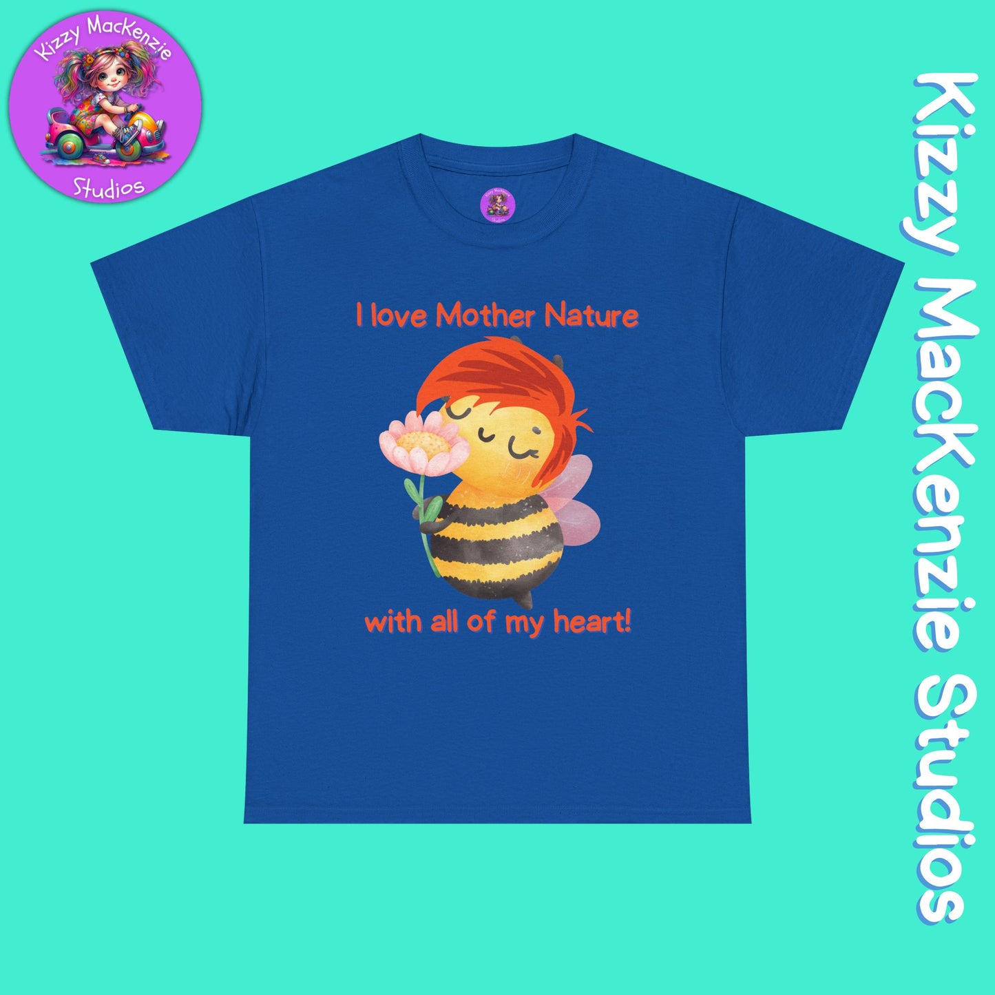Wimblee the Bee T-Shirt I Love Mother Nature Flowers Tee Earth Day Gift for Teacher Sweet Honey Bee Tee Adult Unisex Heavy Cotton Tee