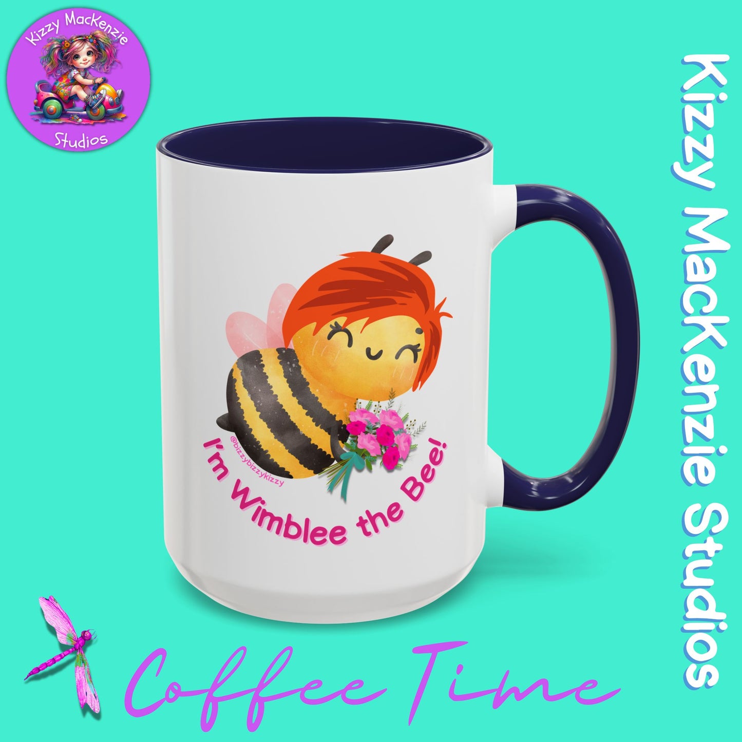 Wimblee the Bee Accent Coffee Mug Colorful Housewarming Gift Spring Flowers Nature Lover Gift