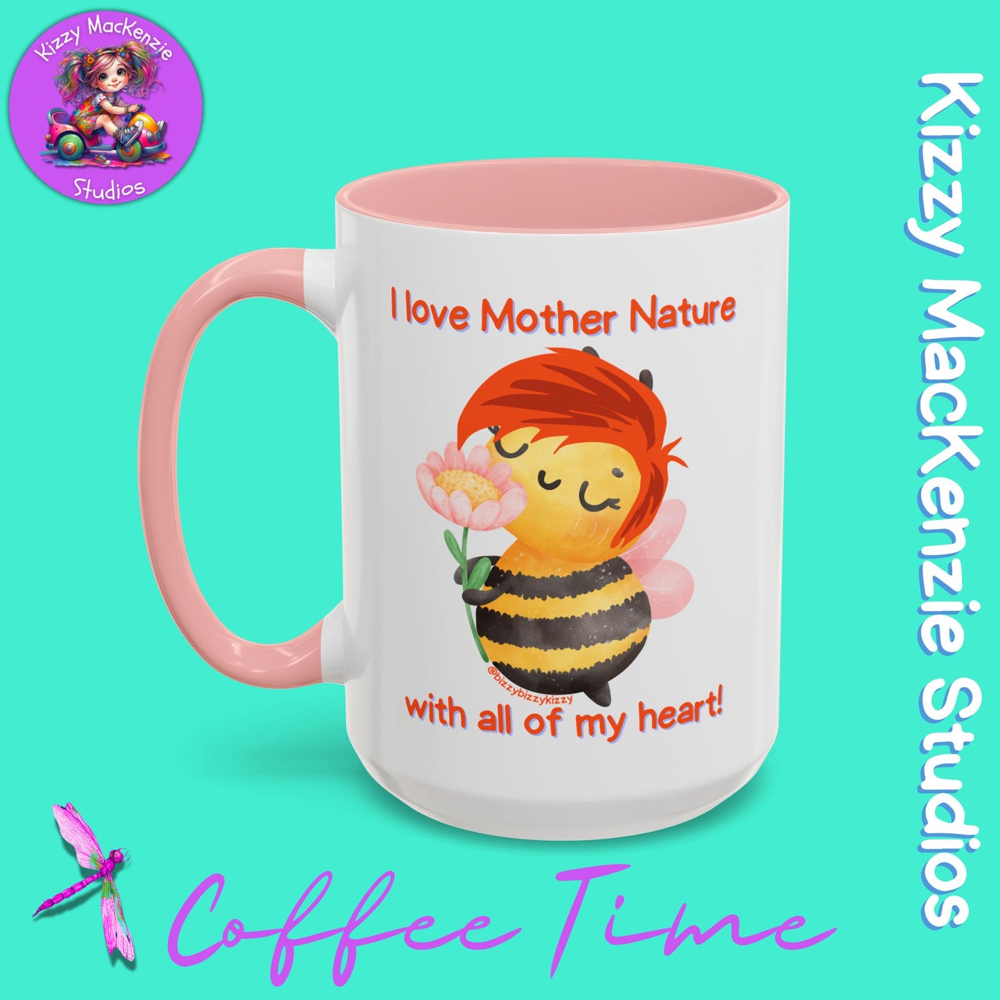 Wimblee the Bee Accent Coffee Mug Gift for Her I Love Mother Nature Flowers Honey Bees Housewarming Gift