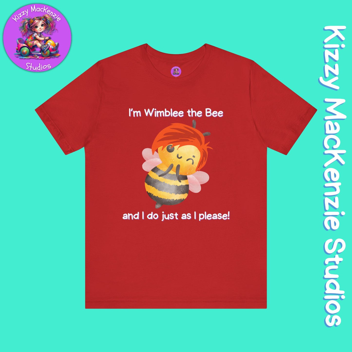 Wimblee the Bee T-Shirt Funny Honey Bee Tee Shirt Nature Gift Colorful Bee Art Pollinator Shirt for Him or Her Adult Unisex Jersey Short Sleeve T-Shirt