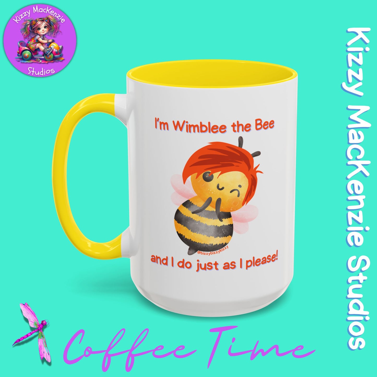 Wimblee the Bee Accent Coffee Mug Gift for Him Gift for Her Honeybee Art Nature Lover Gift