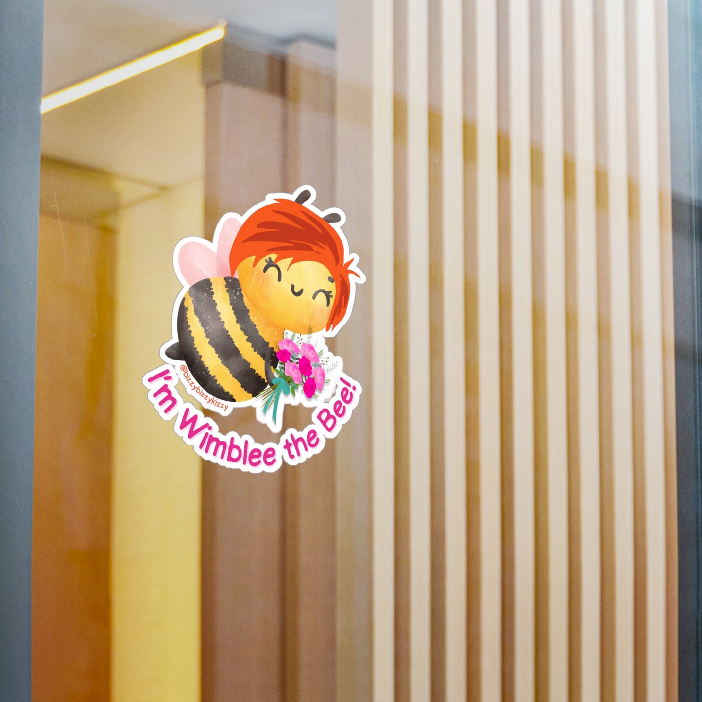Wimblee the Bee Kiss-Cut Vinyl Decals Spring Flowers Decal Honey Bee Lover Gift Pollinator Decal