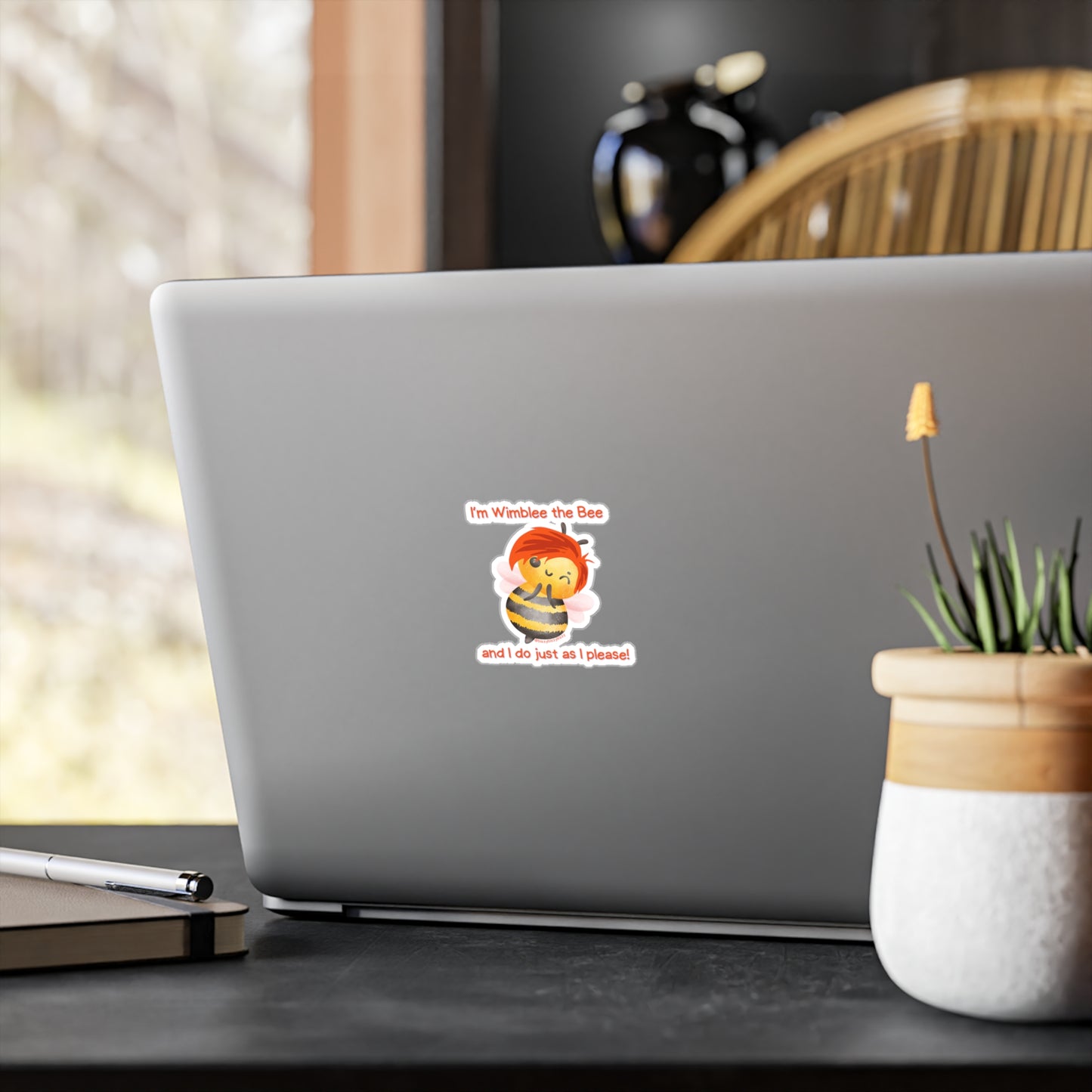 Wimblee the Bee Vinyl Decals Funny Honey Bee Kiss-Cut Vinyl Decal Bee Lover Gift for Him or Her