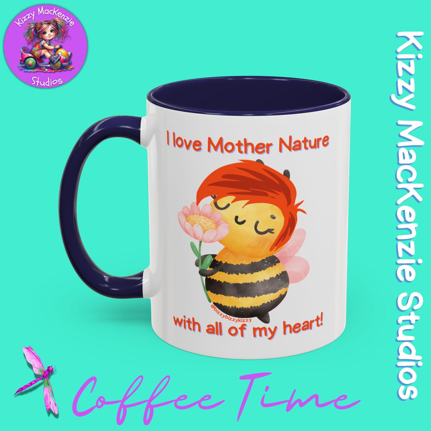 Wimblee the Bee Accent Coffee Mug Gift for Her I Love Mother Nature Flowers Honey Bees Housewarming Gift