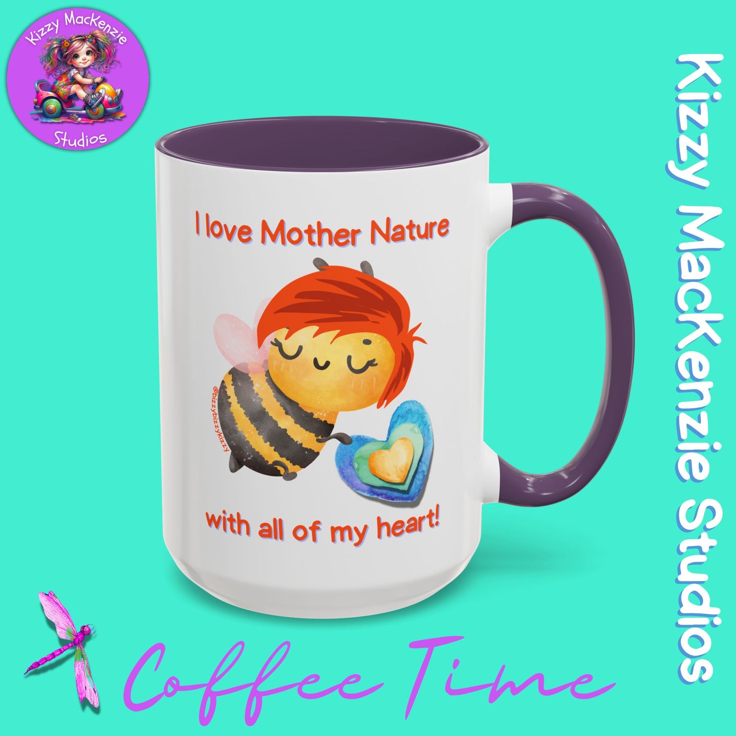 Wimblee the Bee Accent Coffee Mug I Love Mother Nature Honey Bee Conservation Heart Mug