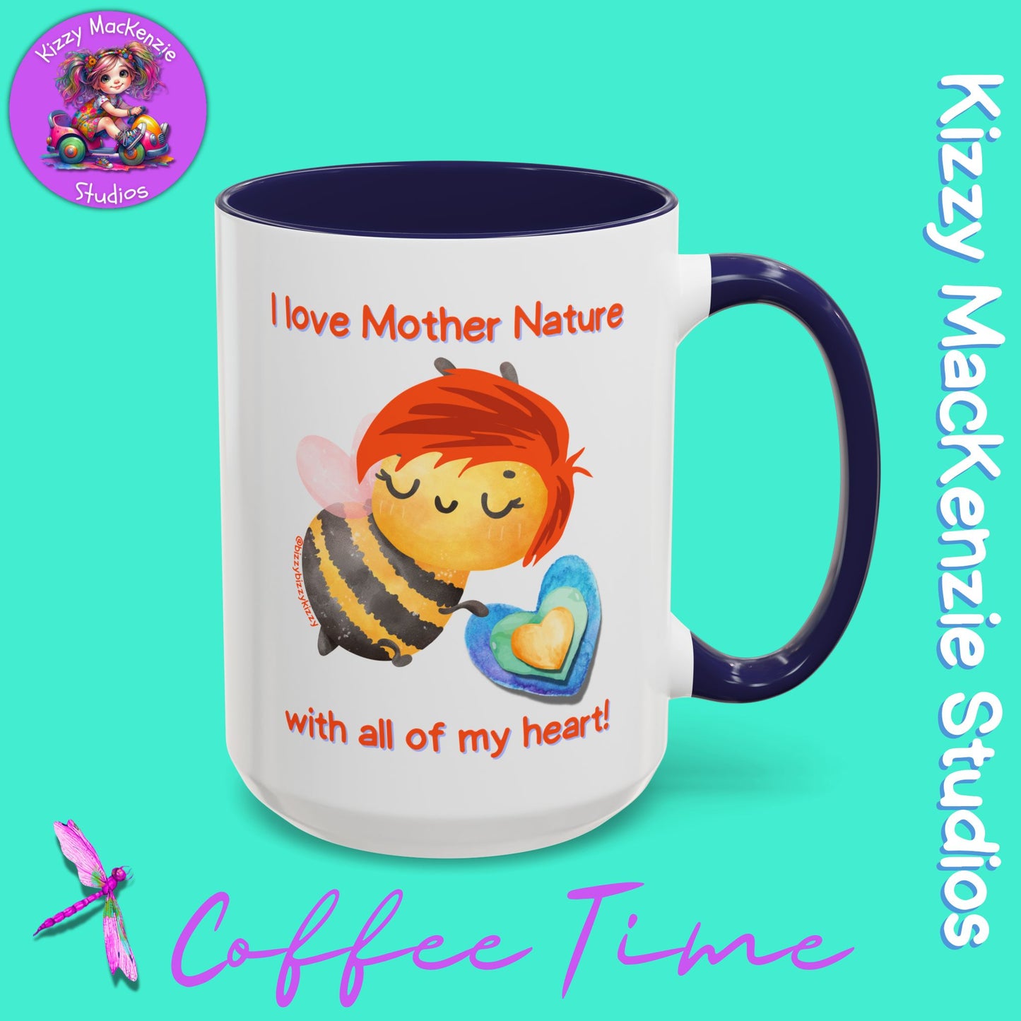 Wimblee the Bee Accent Coffee Mug I Love Mother Nature Honey Bee Conservation Heart Mug