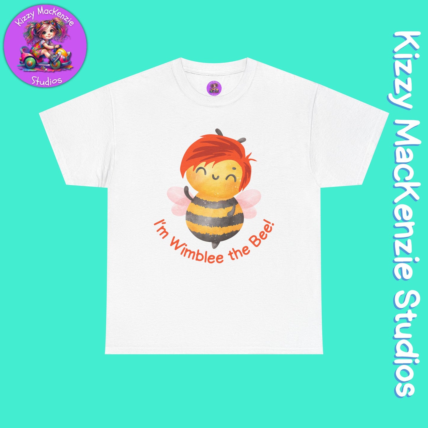 Wimblee the Bee Shirt Cute Honey Bee Tee Short Sleeve Shirt Redhead Gift for Him or Her Environment Shirt Adult Unisex Heavy Cotton Tee