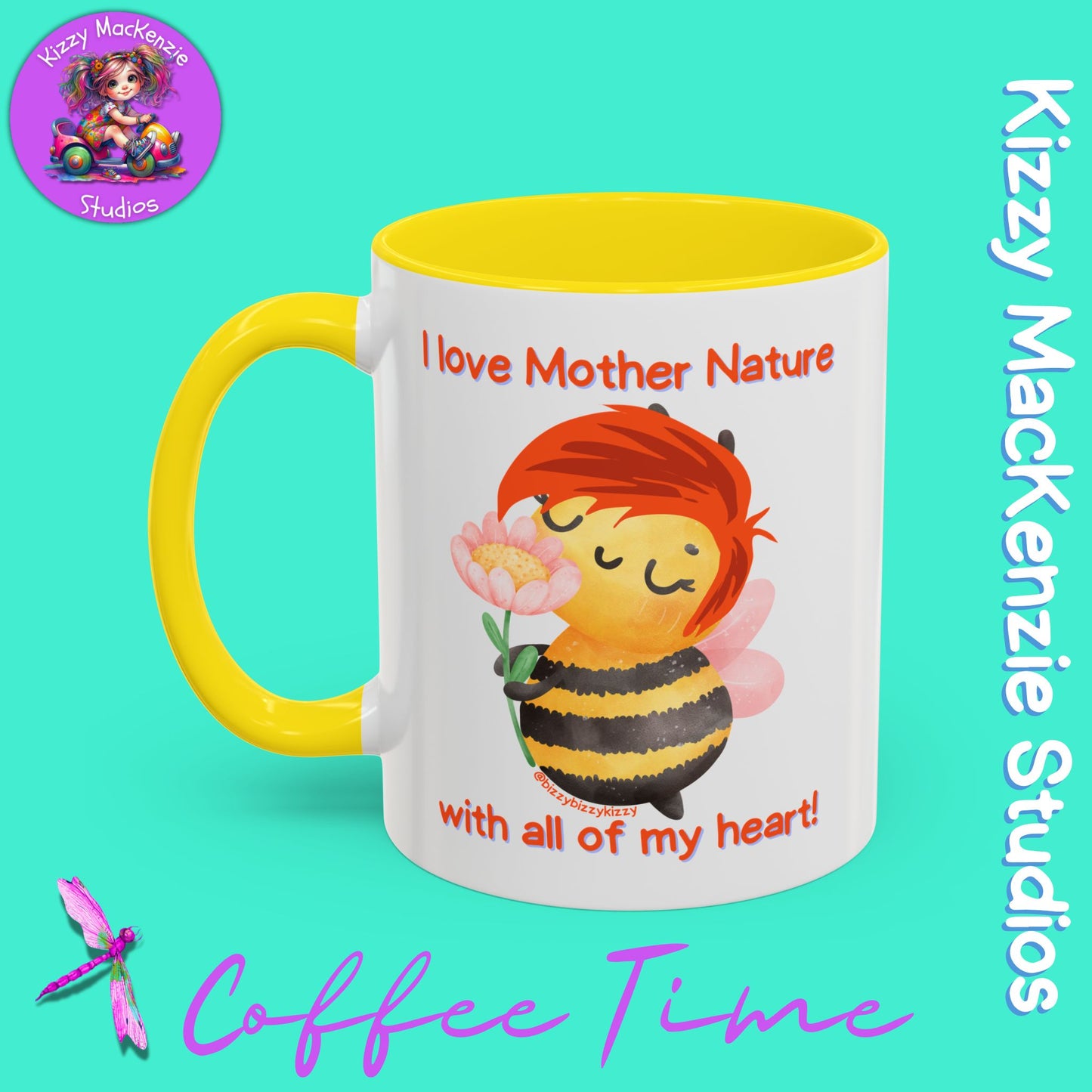 Wimblee the Bee Accent Coffee Mug Gift for Her I Love Mother Nature Flowers Honey Bees Housewarming Gift