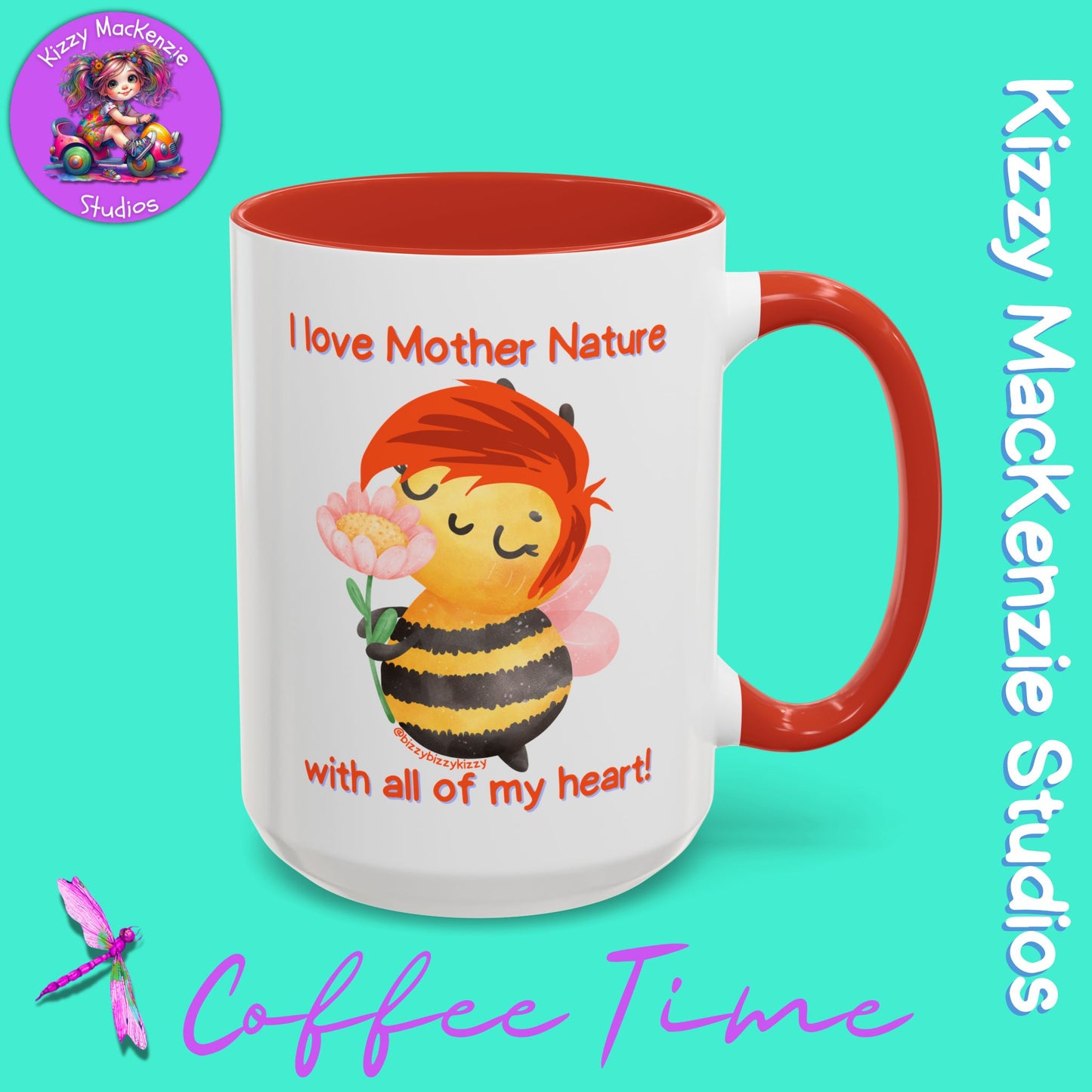 Wimblee the Bee Accent Coffee Mug Gift for Her I Love Mother Nature Flowers Honey Bees Housewarming Gift