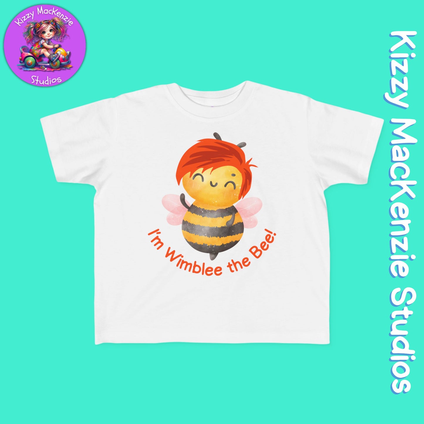 Wimblee the Bee Shirt Colorful Honey Bee Red-Haired Gift for Child Fine Jersey Tee for Toddler Clothes