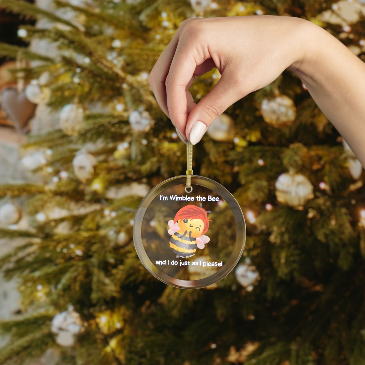 Wimblee the Bee Glass Ornament Holiday Present Gift for Her Honey Bee Conservation