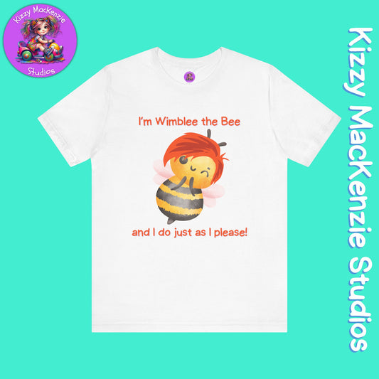 Wimblee the Bee T-Shirt Funny Honey Bee Tee Shirt Nature Gift Colorful Bee Art Pollinator Shirt for Him or Her Adult Unisex Jersey Short Sleeve T-Shirt