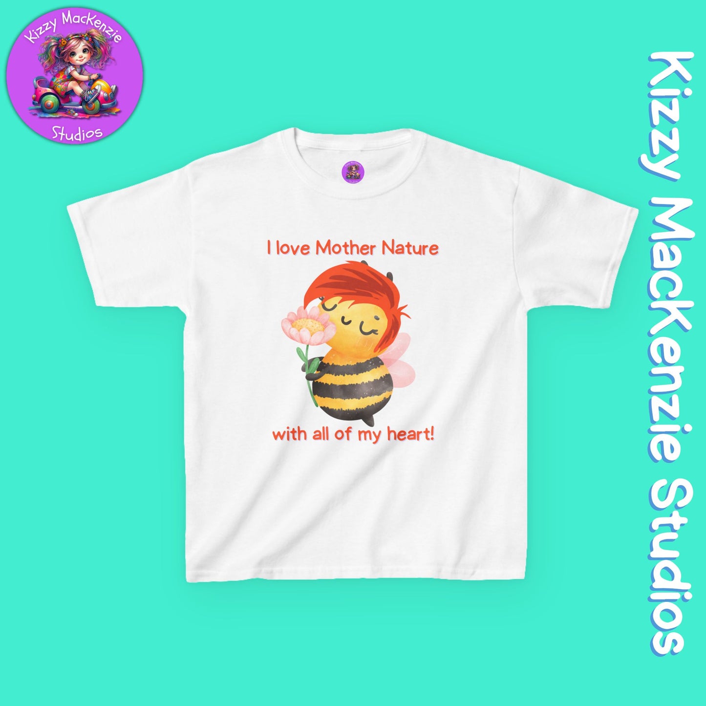 Wimblee the Bee Kids Tee I Love Mother Nature Gift for Child Colorful Honey Bee T-Shirt for Kids