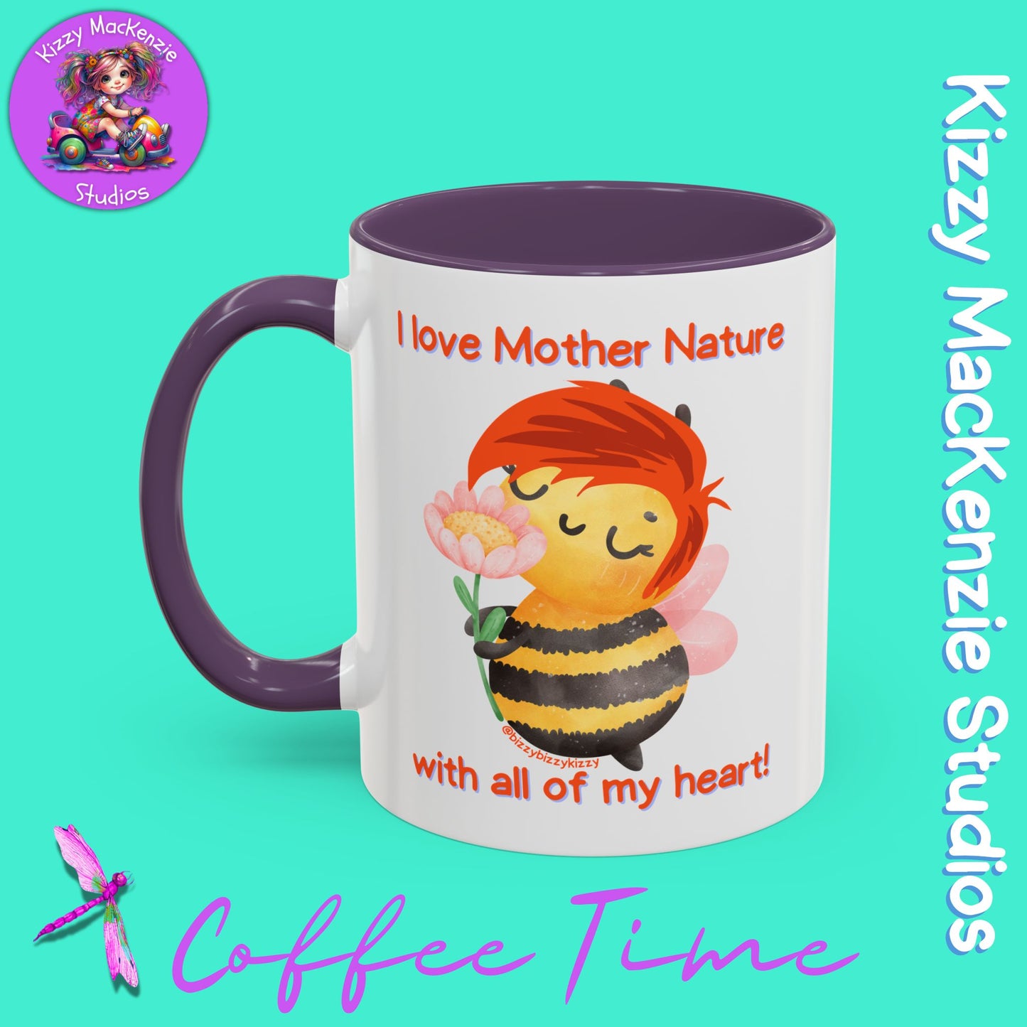 Wimblee the Bee Accent Coffee Mug Gift for Her I Love Mother Nature Flowers Honey Bees Housewarming Gift