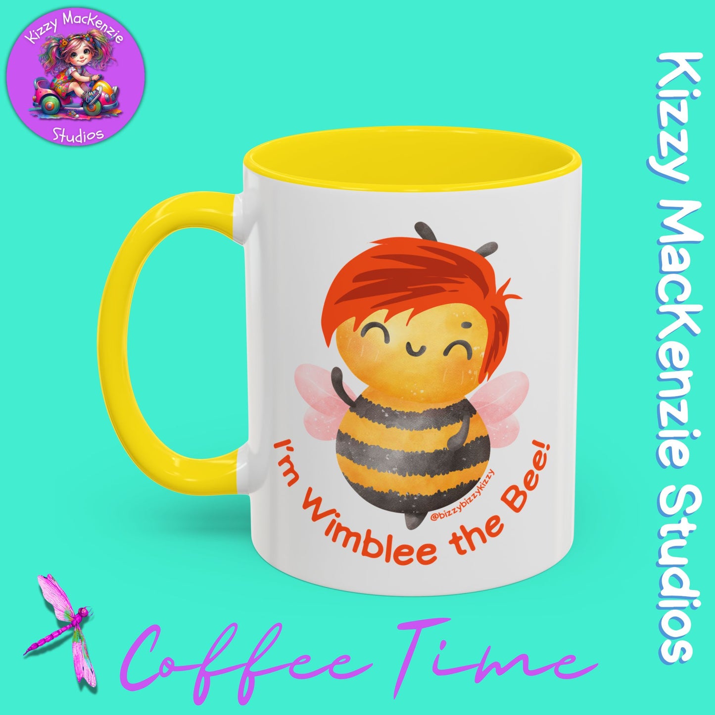 Wimblee the Bee Accent Coffee Mug Colorful Art Teacher Gifts Housewarming Present Funny Insect