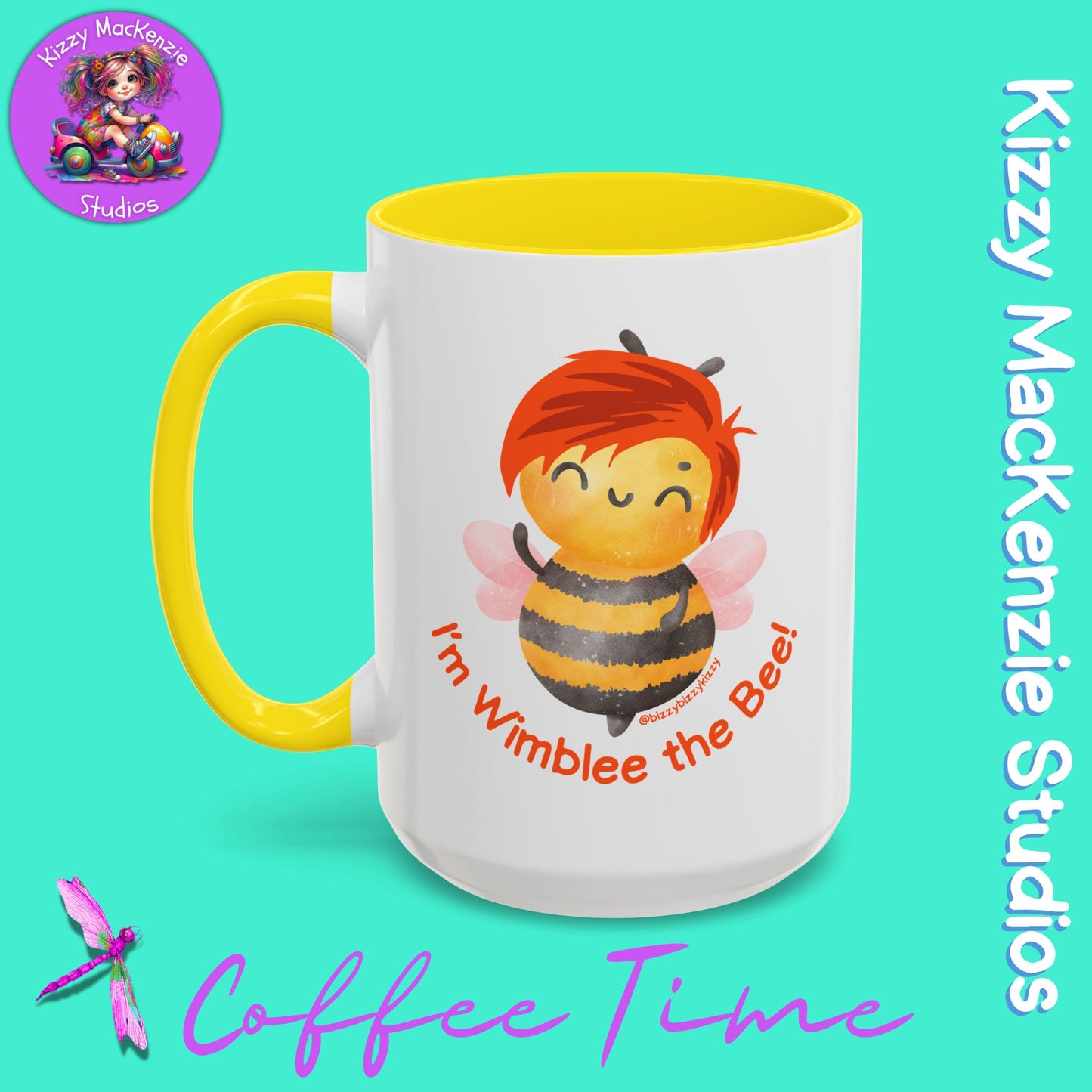 Wimblee the Bee Accent Coffee Mug Colorful Art Teacher Gifts Housewarming Present Funny Insect