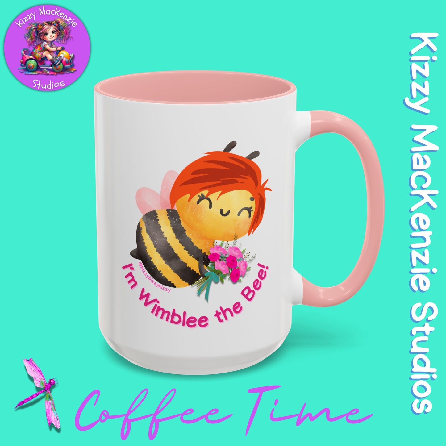 Wimblee the Bee Accent Coffee Mug Colorful Housewarming Gift Spring Flowers Nature Lover Gift