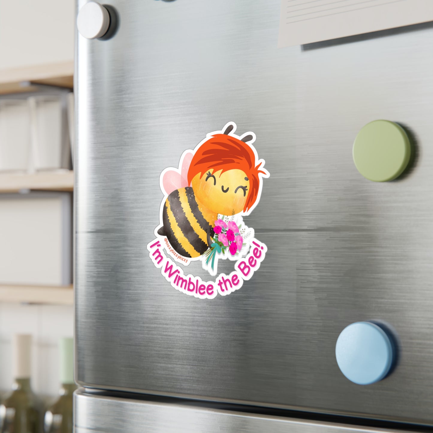 Wimblee the Bee Kiss-Cut Vinyl Decals Spring Flowers Decal Honey Bee Lover Gift Pollinator Decal