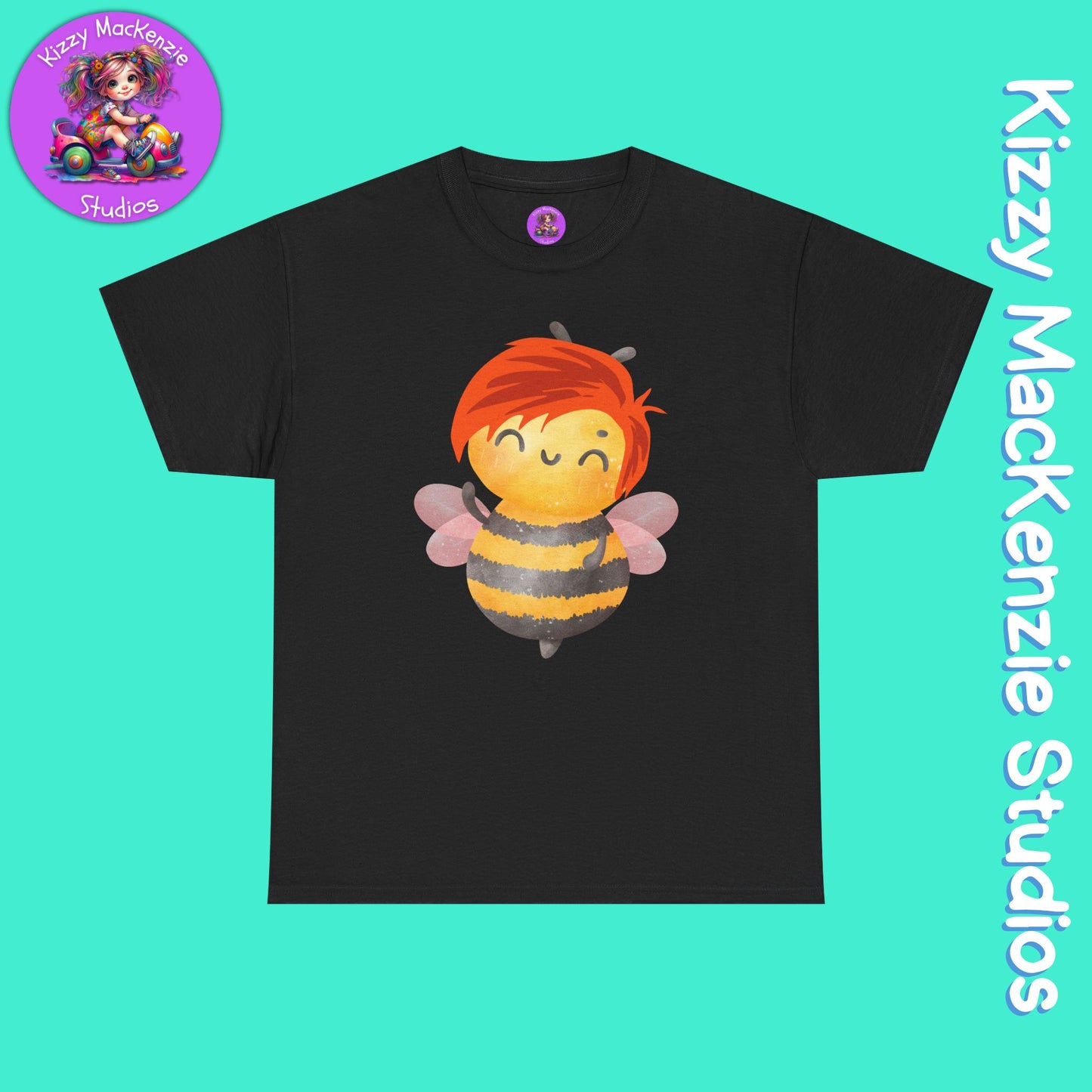 Wimblee the Bee Cute Honey Bee Tee Red-Haired Gift Nature Lover Gift for Him or Her Adult Unisex Heavy Cotton Tee