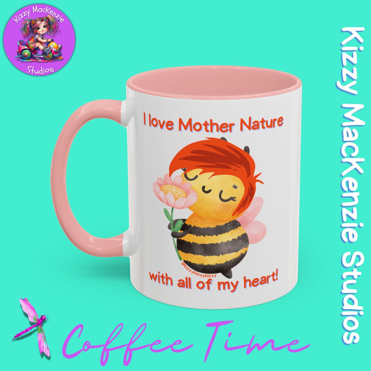 Wimblee the Bee Accent Coffee Mug Gift for Her I Love Mother Nature Flowers Honey Bees Housewarming Gift