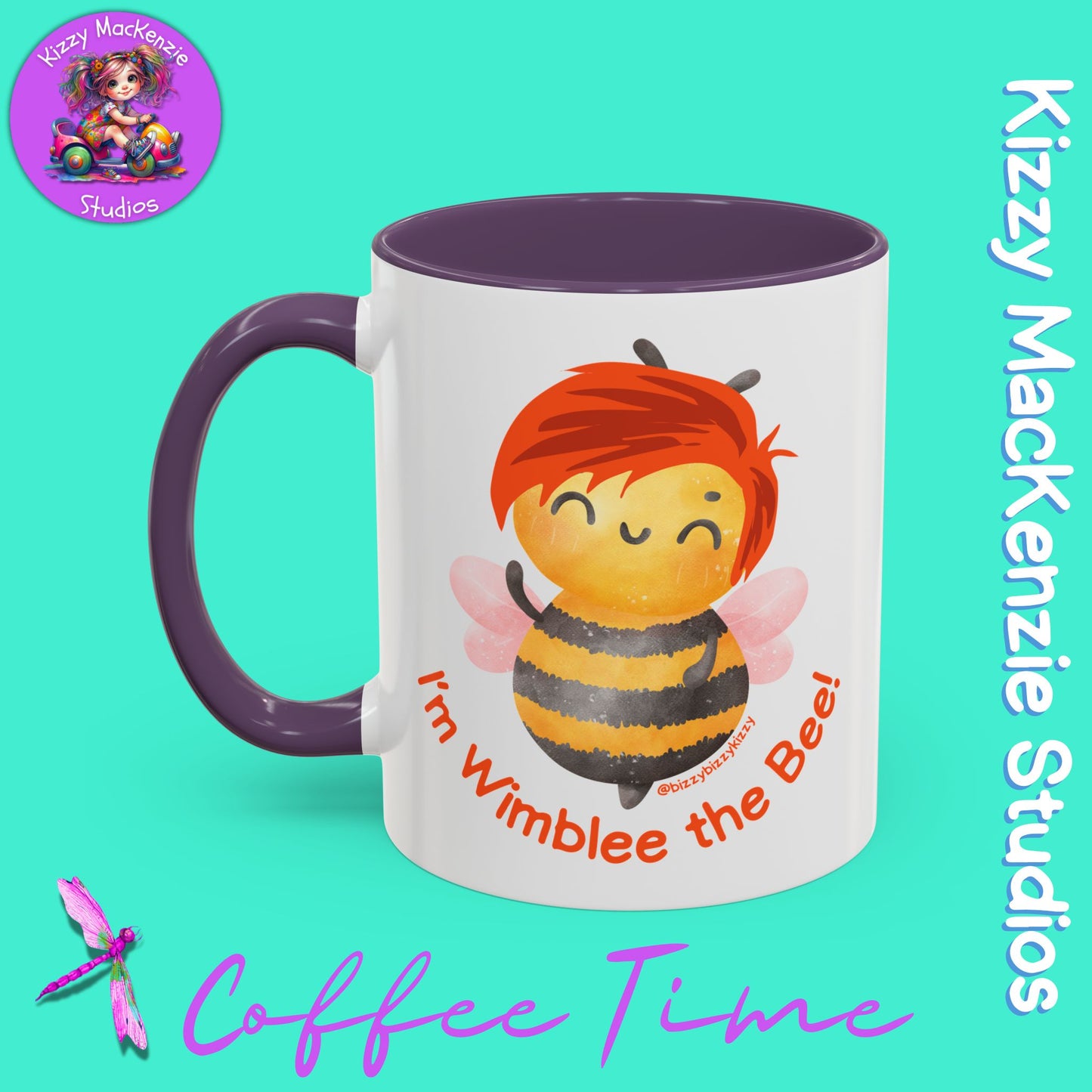 Wimblee the Bee Accent Coffee Mug Colorful Art Teacher Gifts Housewarming Present Funny Insect