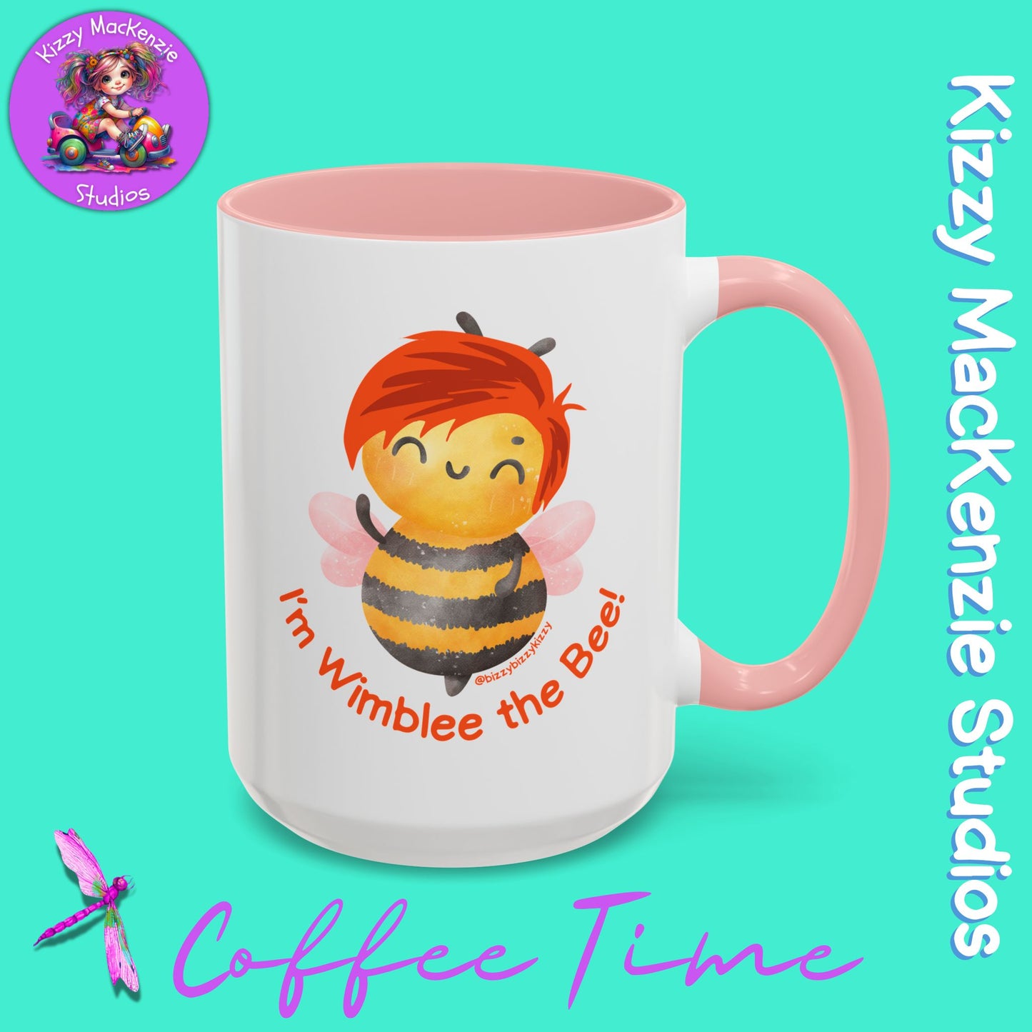 Wimblee the Bee Accent Coffee Mug Colorful Art Teacher Gifts Housewarming Present Funny Insect
