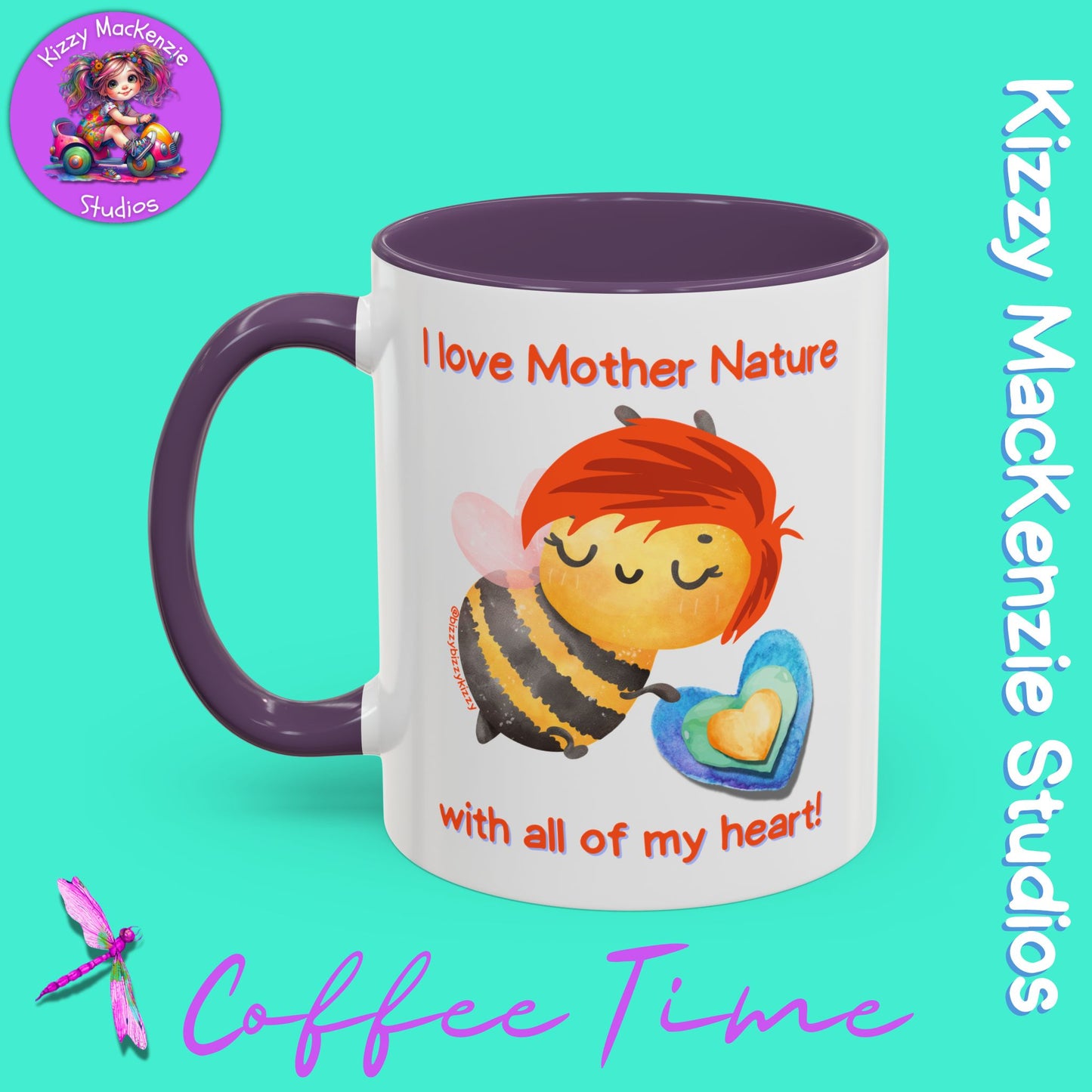 Wimblee the Bee Accent Coffee Mug I Love Mother Nature Honey Bee Conservation Heart Mug