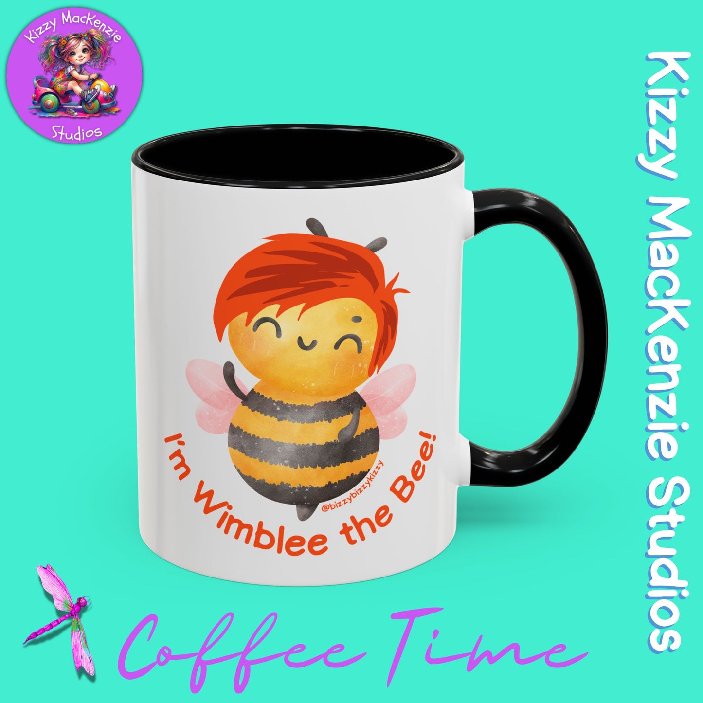 Wimblee the Bee Accent Coffee Mug Colorful Art Teacher Gifts Housewarming Present Funny Insect