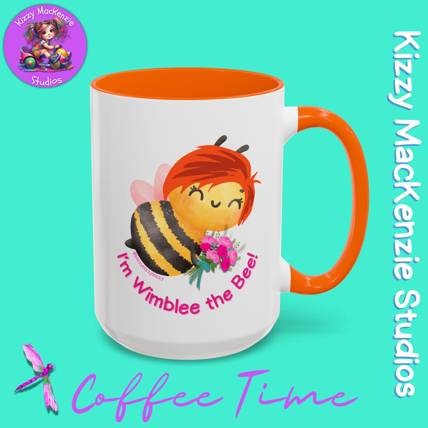 Wimblee the Bee Accent Coffee Mug Colorful Housewarming Gift Spring Flowers Nature Lover Gift