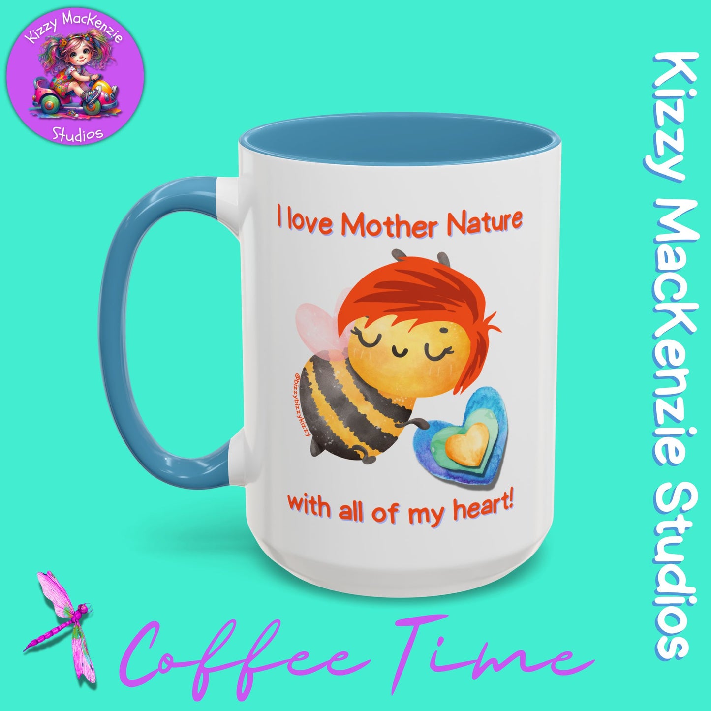 Wimblee the Bee Accent Coffee Mug I Love Mother Nature Honey Bee Conservation Heart Mug
