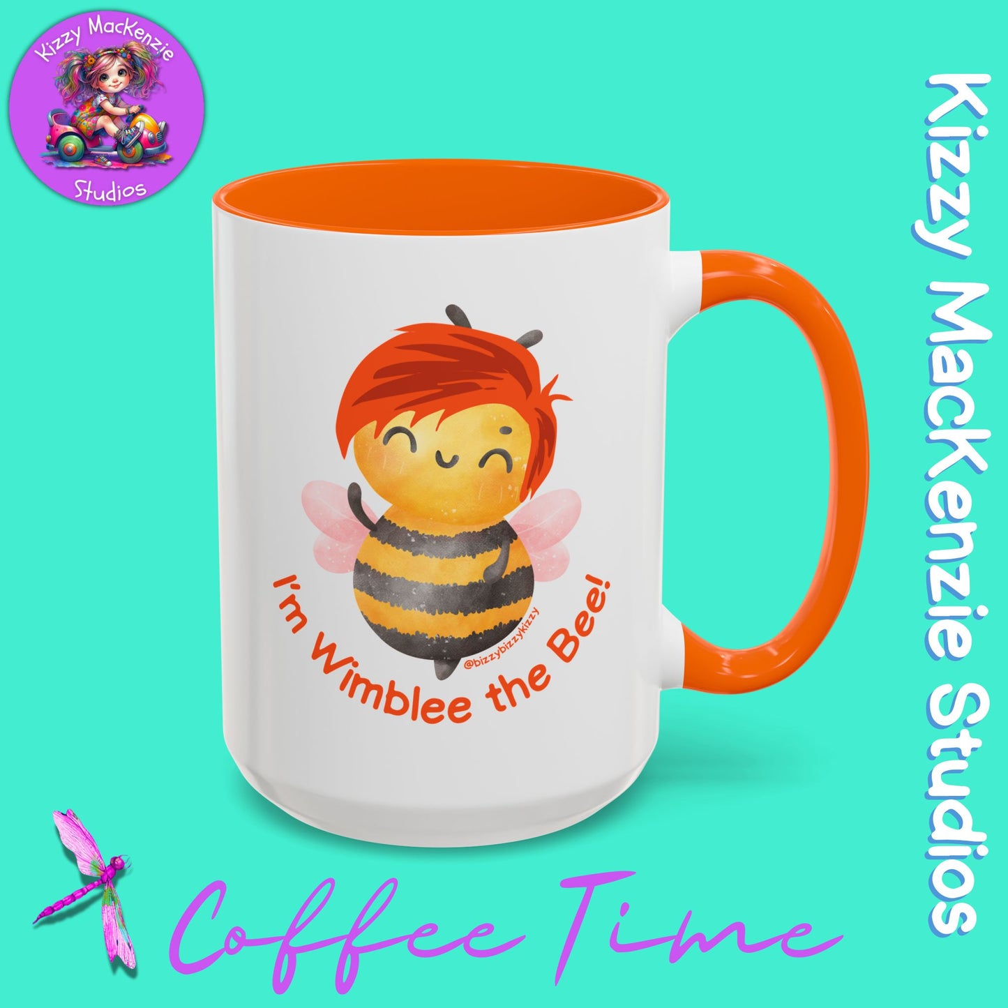 Wimblee the Bee Accent Coffee Mug Colorful Art Teacher Gifts Housewarming Present Funny Insect
