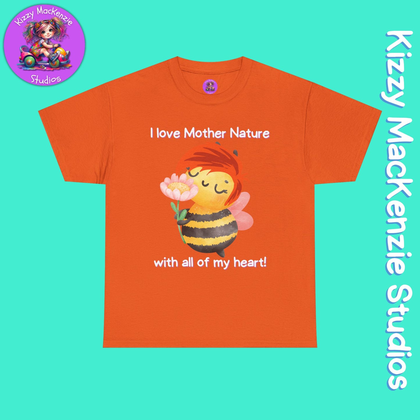 Wimblee the Bee T-Shirt I Love Mother Nature Flowers Tee Earth Day Gift for Teacher Sweet Honey Bee Tee Adult Unisex Heavy Cotton Tee
