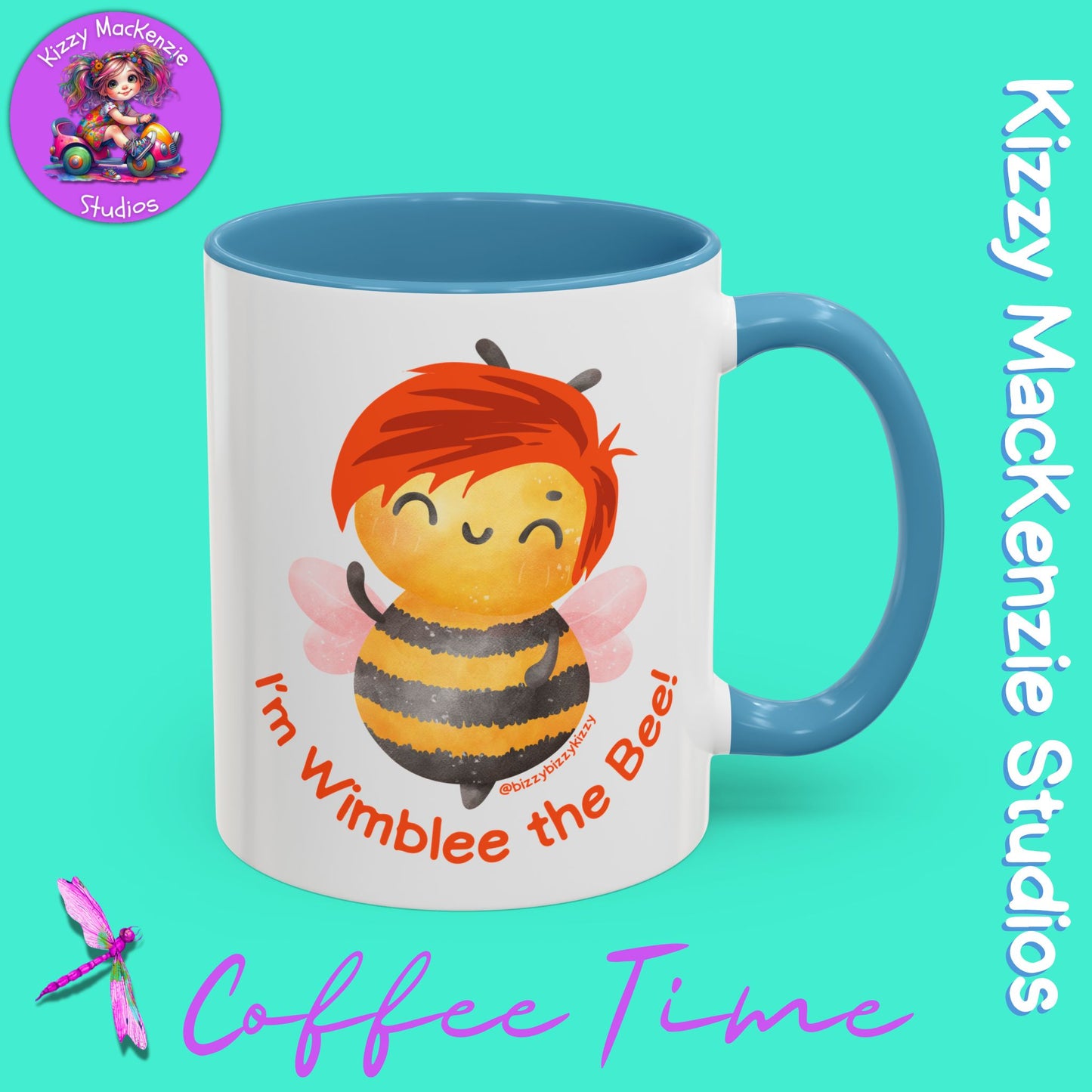 Wimblee the Bee Accent Coffee Mug Colorful Art Teacher Gifts Housewarming Present Funny Insect