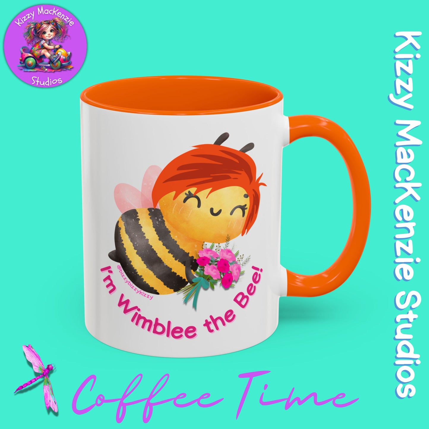 Wimblee the Bee Accent Coffee Mug Colorful Housewarming Gift Spring Flowers Nature Lover Gift