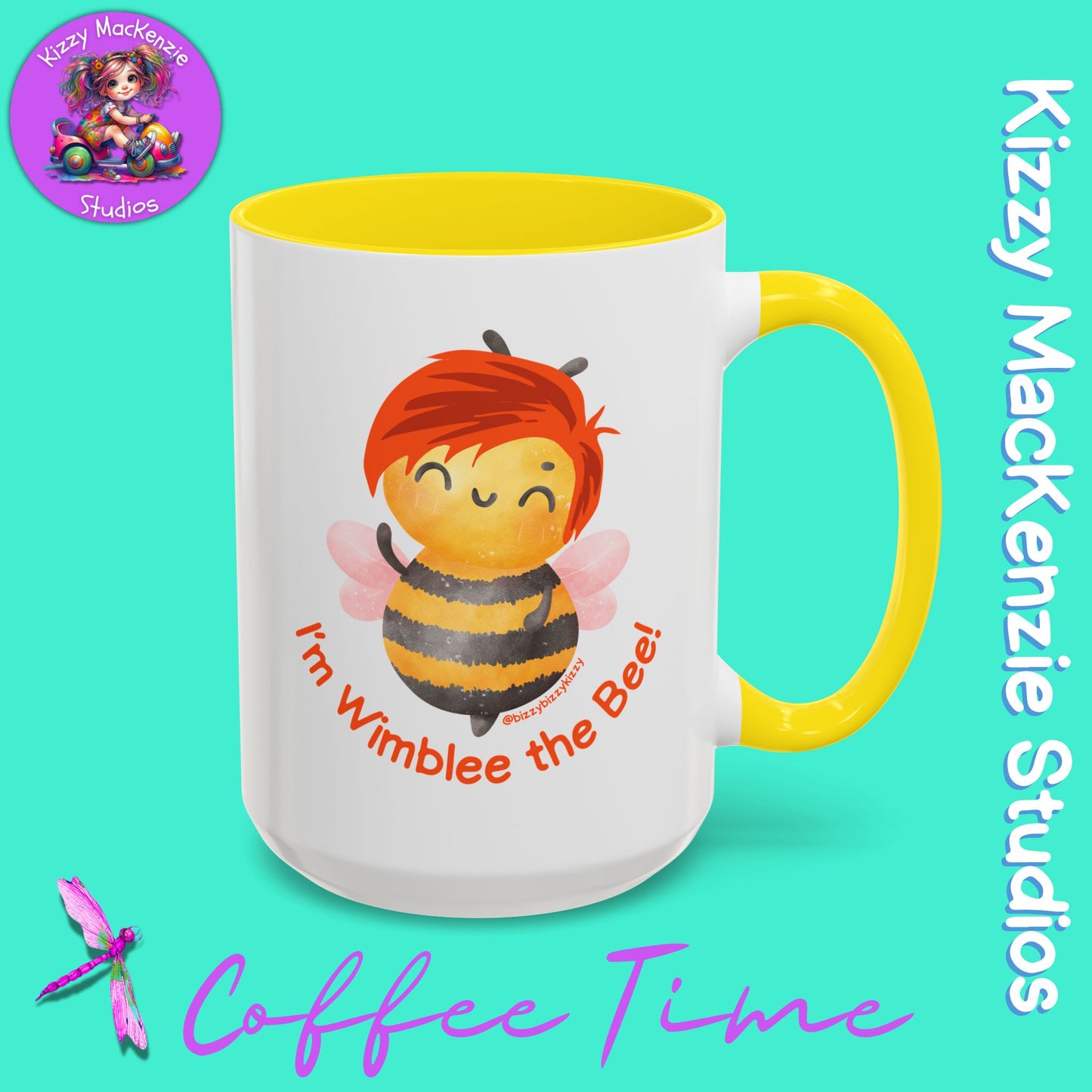 Wimblee the Bee Accent Coffee Mug Colorful Art Teacher Gifts Housewarming Present Funny Insect