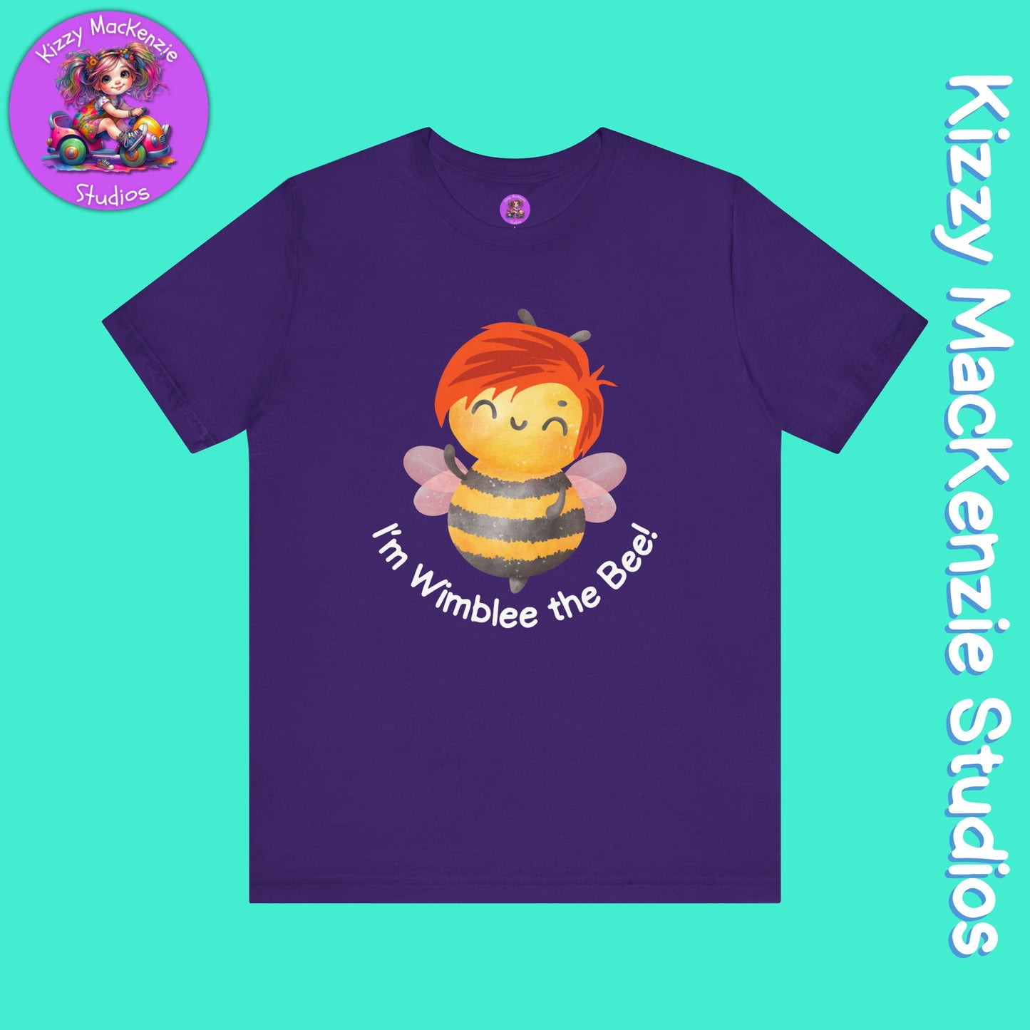 Wimblee the Bee Tee Shirt Red-Haired Honey Bee Gift for Him or Her Colorful Nature Art Adult Unisex Jersey Short Sleeve T-Shirt