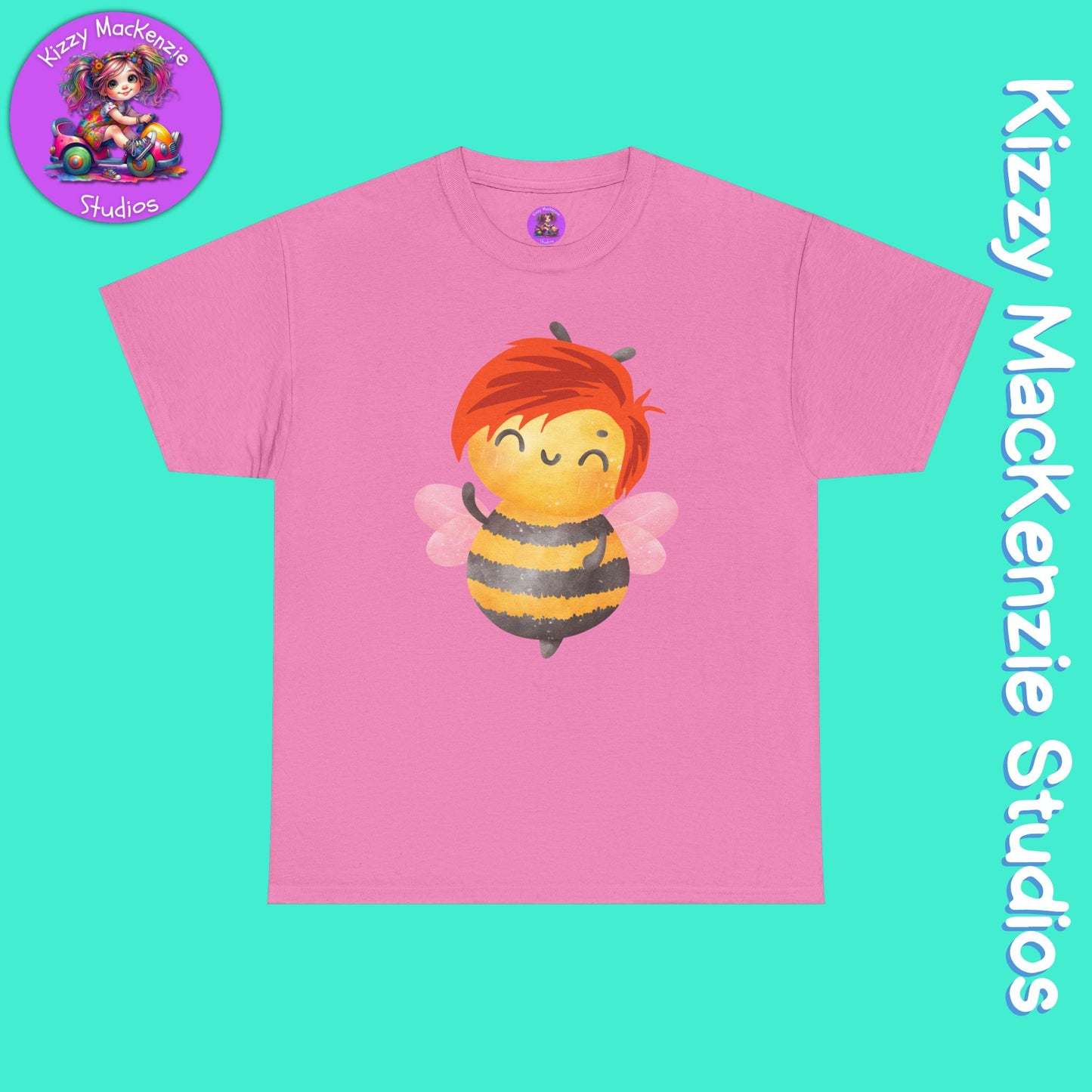 Wimblee the Bee Cute Honey Bee Tee Red-Haired Gift Nature Lover Gift for Him or Her Adult Unisex Heavy Cotton Tee