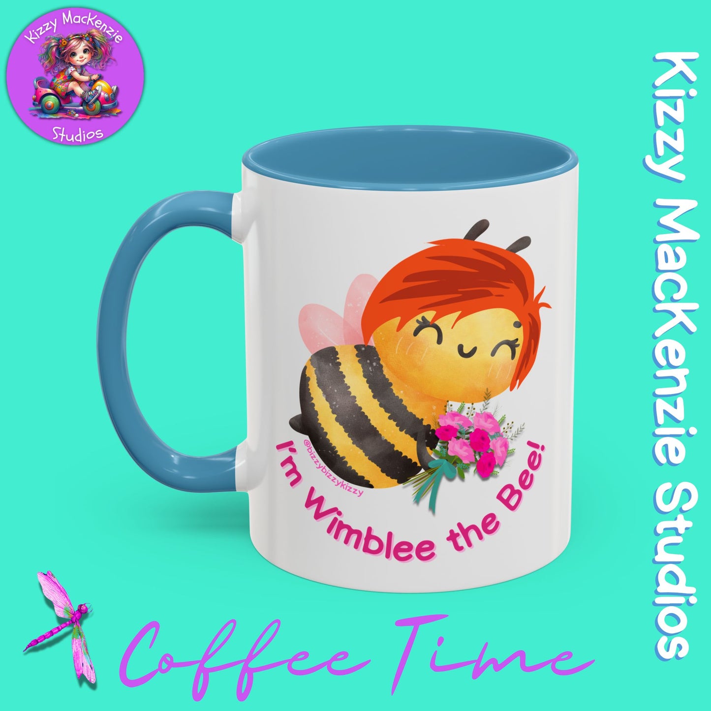 Wimblee the Bee Accent Coffee Mug Colorful Housewarming Gift Spring Flowers Nature Lover Gift