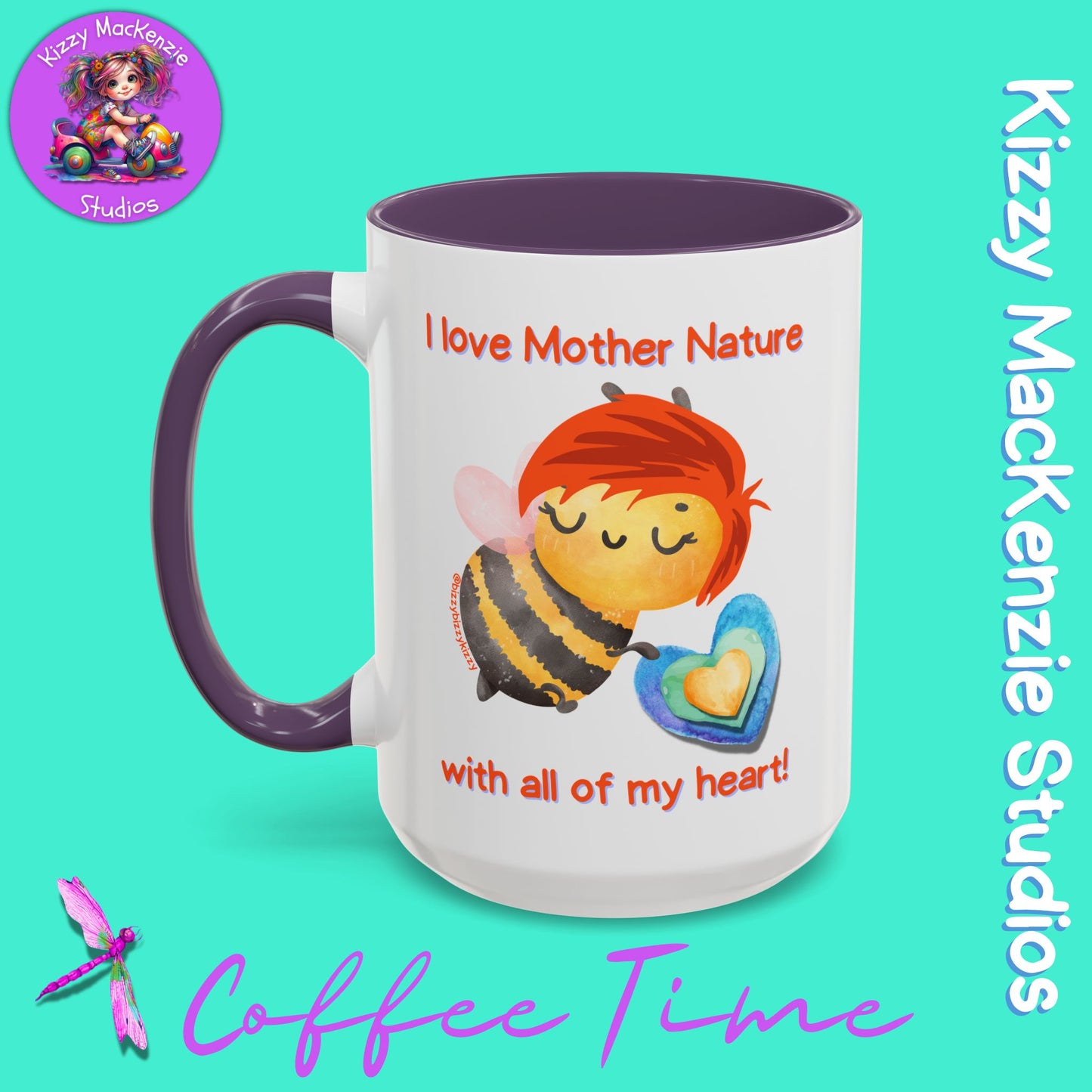 Wimblee the Bee Accent Coffee Mug I Love Mother Nature Honey Bee Conservation Heart Mug