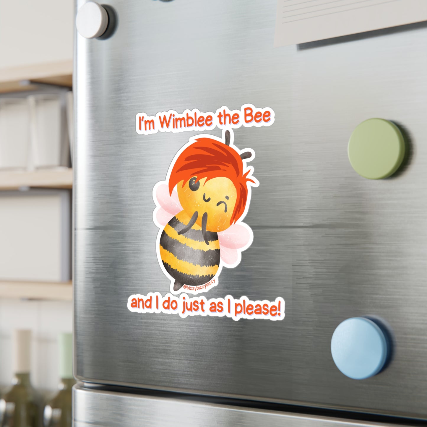 Wimblee the Bee Vinyl Decals Funny Honey Bee Kiss-Cut Vinyl Decal Bee Lover Gift for Him or Her