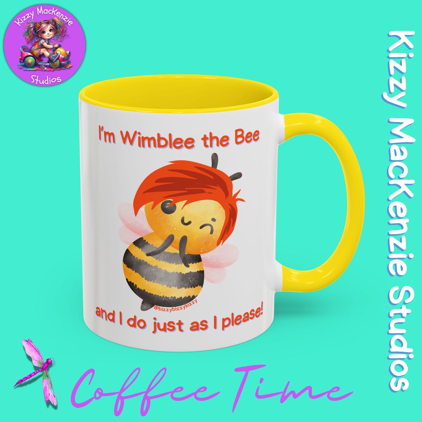 Wimblee the Bee Accent Coffee Mug Gift for Him Gift for Her Honeybee Art Nature Lover Gift