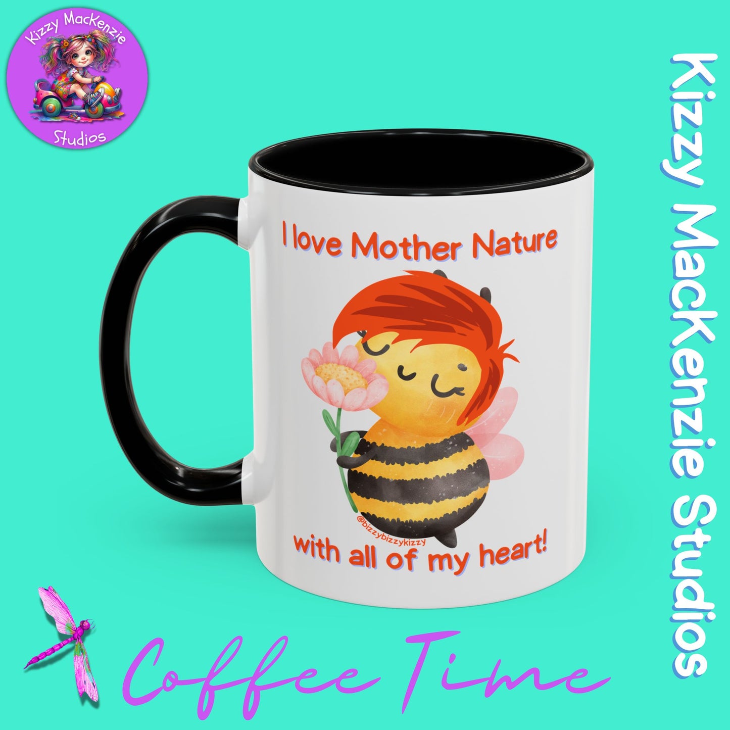 Wimblee the Bee Accent Coffee Mug Gift for Her I Love Mother Nature Flowers Honey Bees Housewarming Gift