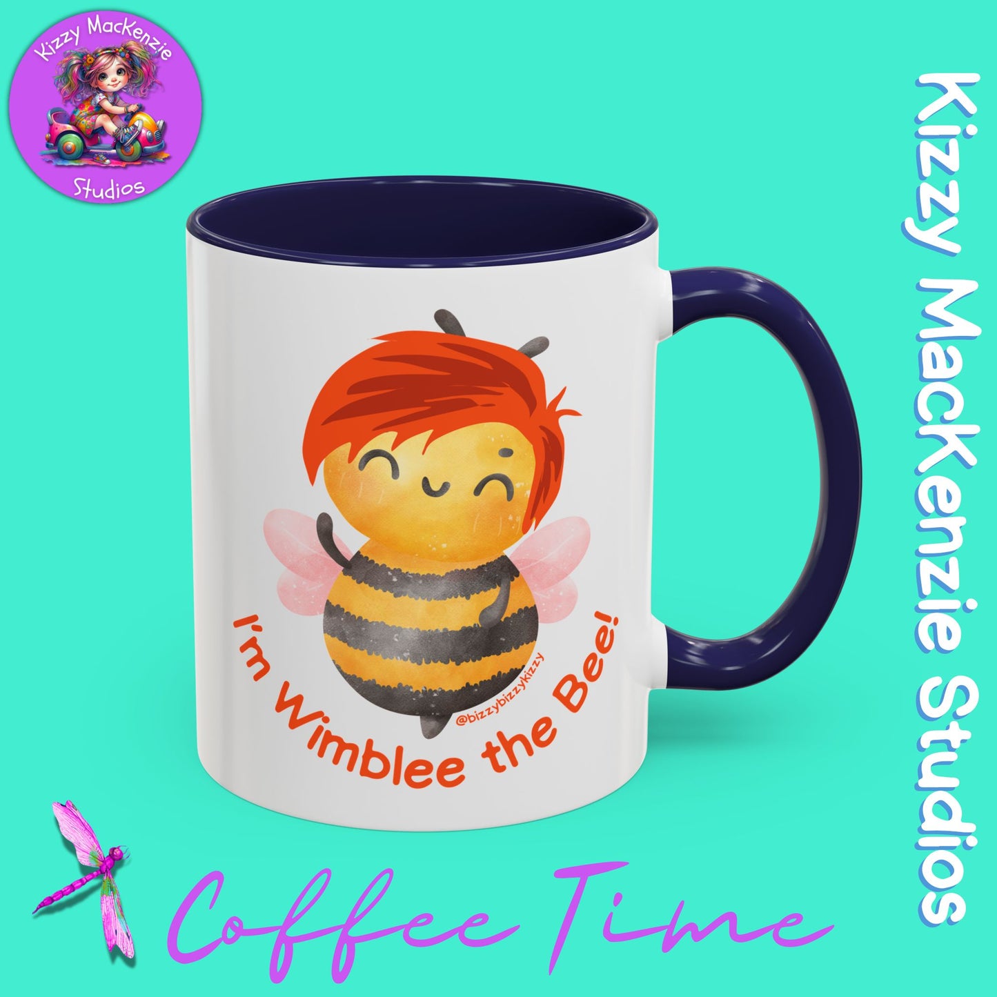 Wimblee the Bee Accent Coffee Mug Colorful Art Teacher Gifts Housewarming Present Funny Insect