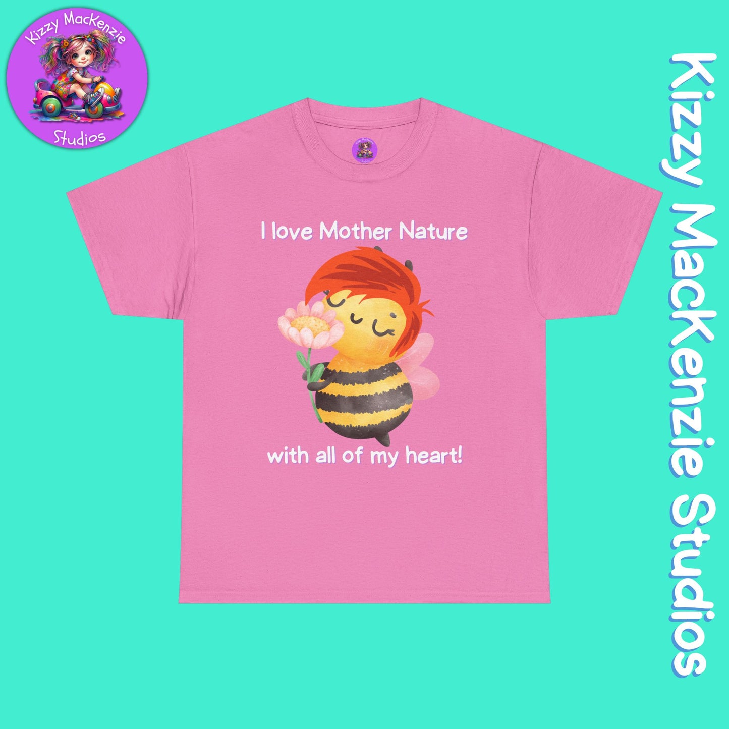 Wimblee the Bee T-Shirt I Love Mother Nature Flowers Tee Earth Day Gift for Teacher Sweet Honey Bee Tee Adult Unisex Heavy Cotton Tee